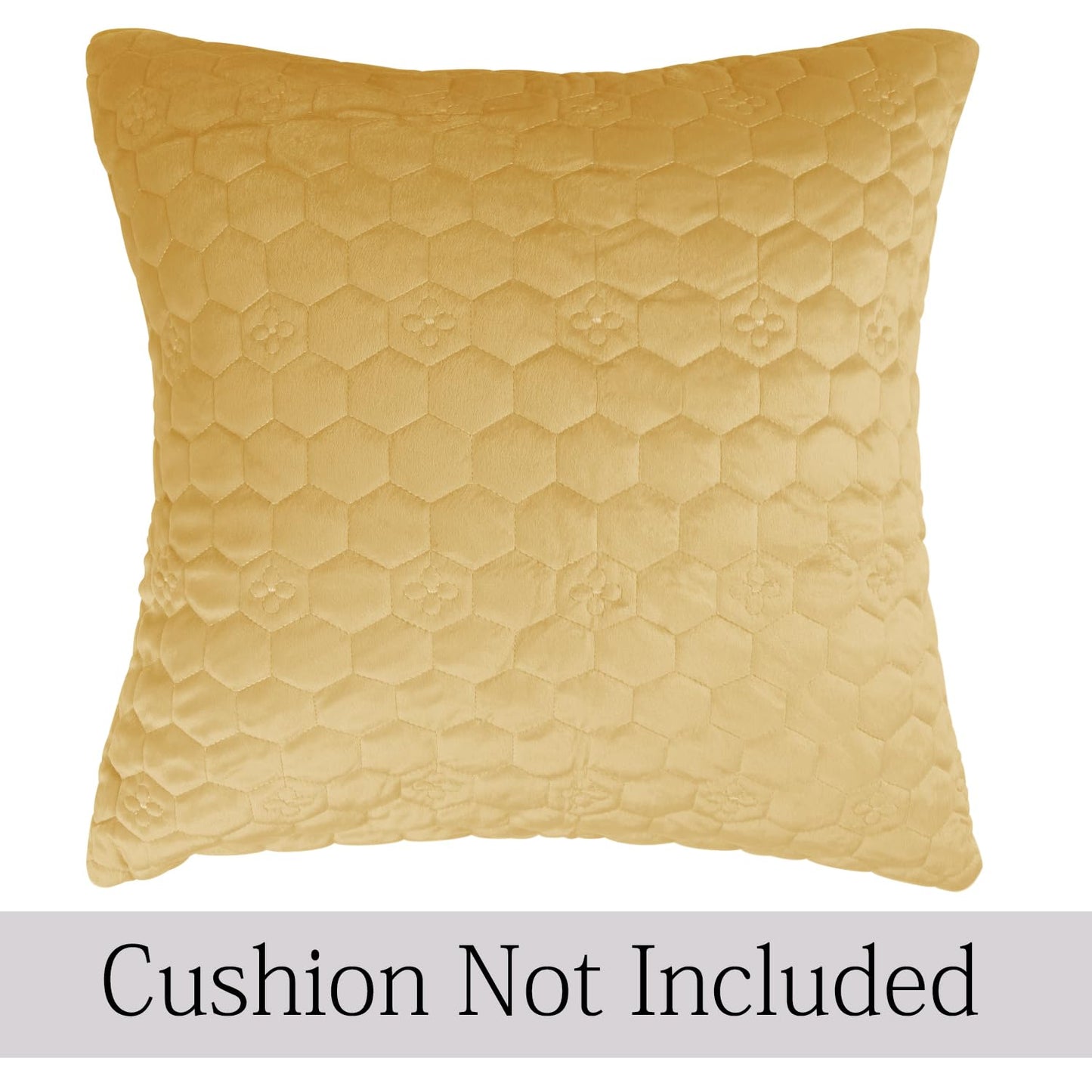 Buy Mustard Colour Premium Zippered Hexagonal Texture Velvet Cushion Covers | Square Pillows