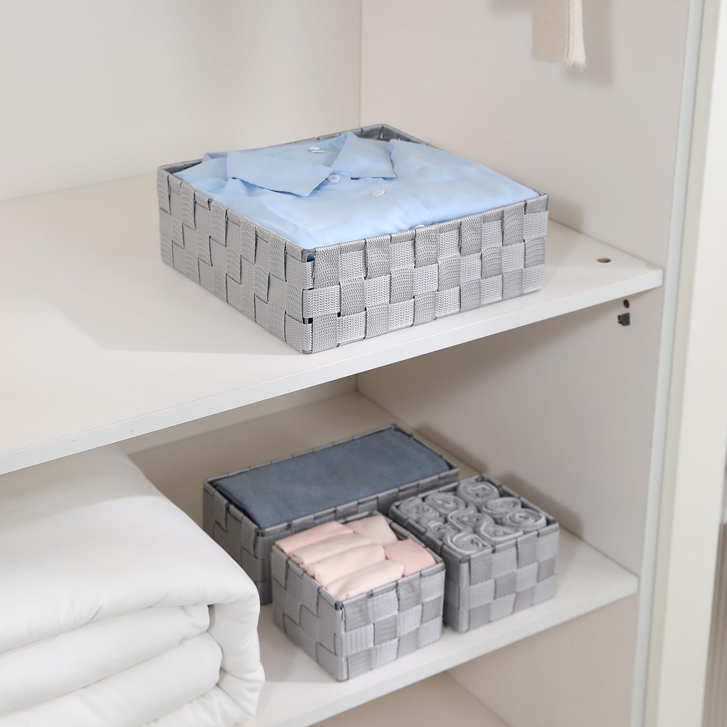 Nylon Storage Basket Desk Organizer, Grey