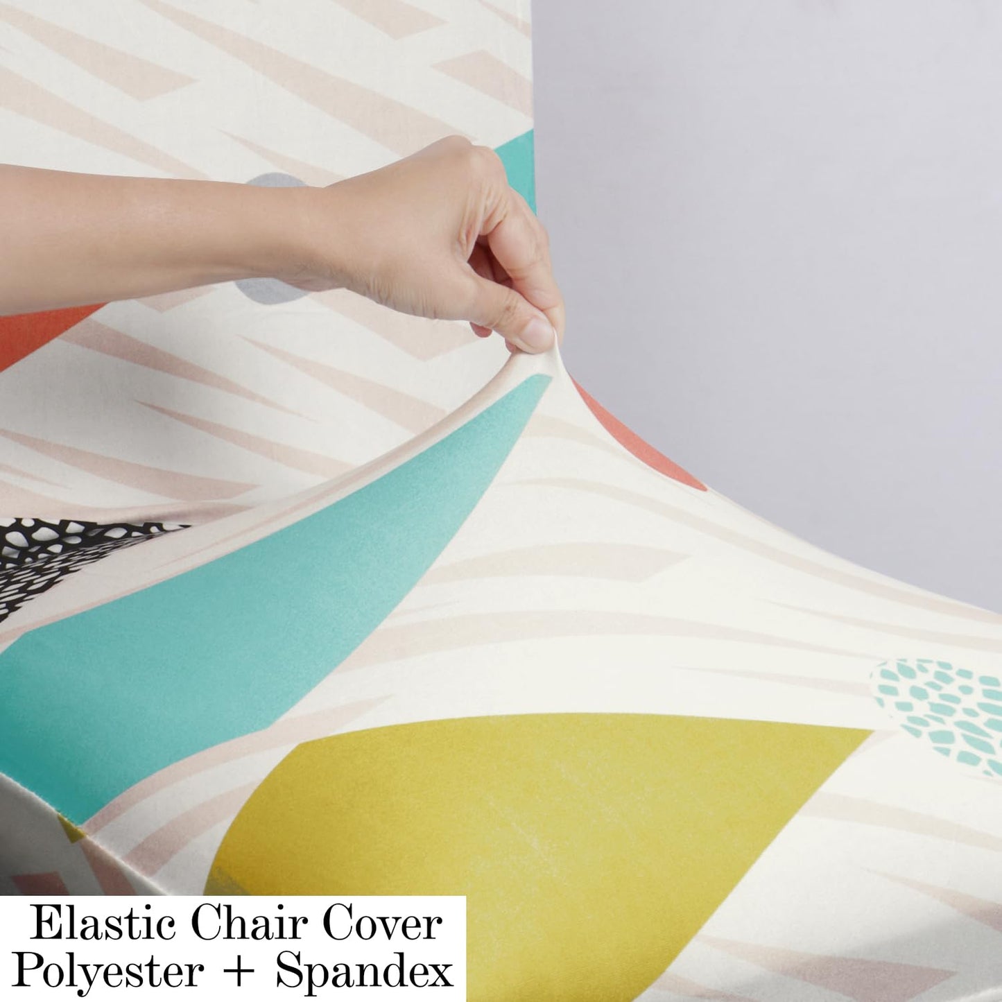Elastic Dining Chair Covers Set of 4/6 with Matching Tablecloth, Rhombus Multicolor