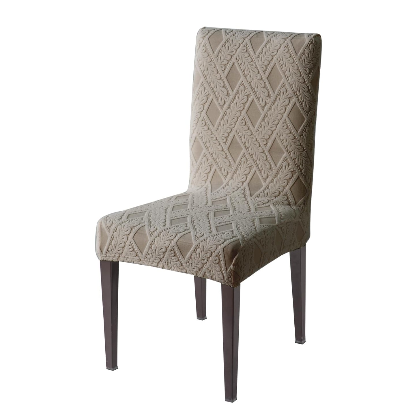Chair Cover Set of 1/2/4/6, 190 GSM Jacquard, Buff Brown