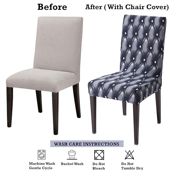 Elastic Stretchable Dining Chair Cover, Blue Rhombus