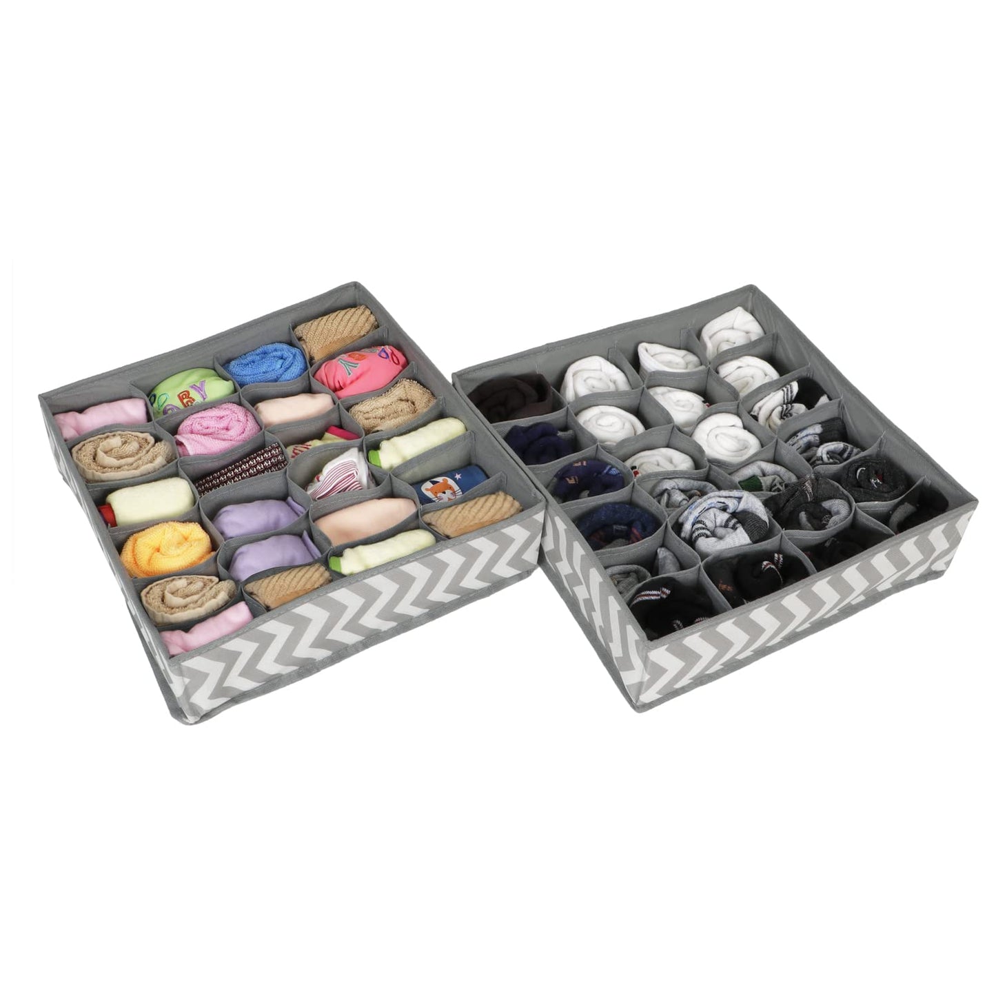 Undergarment Organizer Storage Box For Drawers Bra Panty Socks Tie Lingerie Wardrobe, 24 Grid*2 (Non-Woven Fabric, Drawer Organizers, Grey)