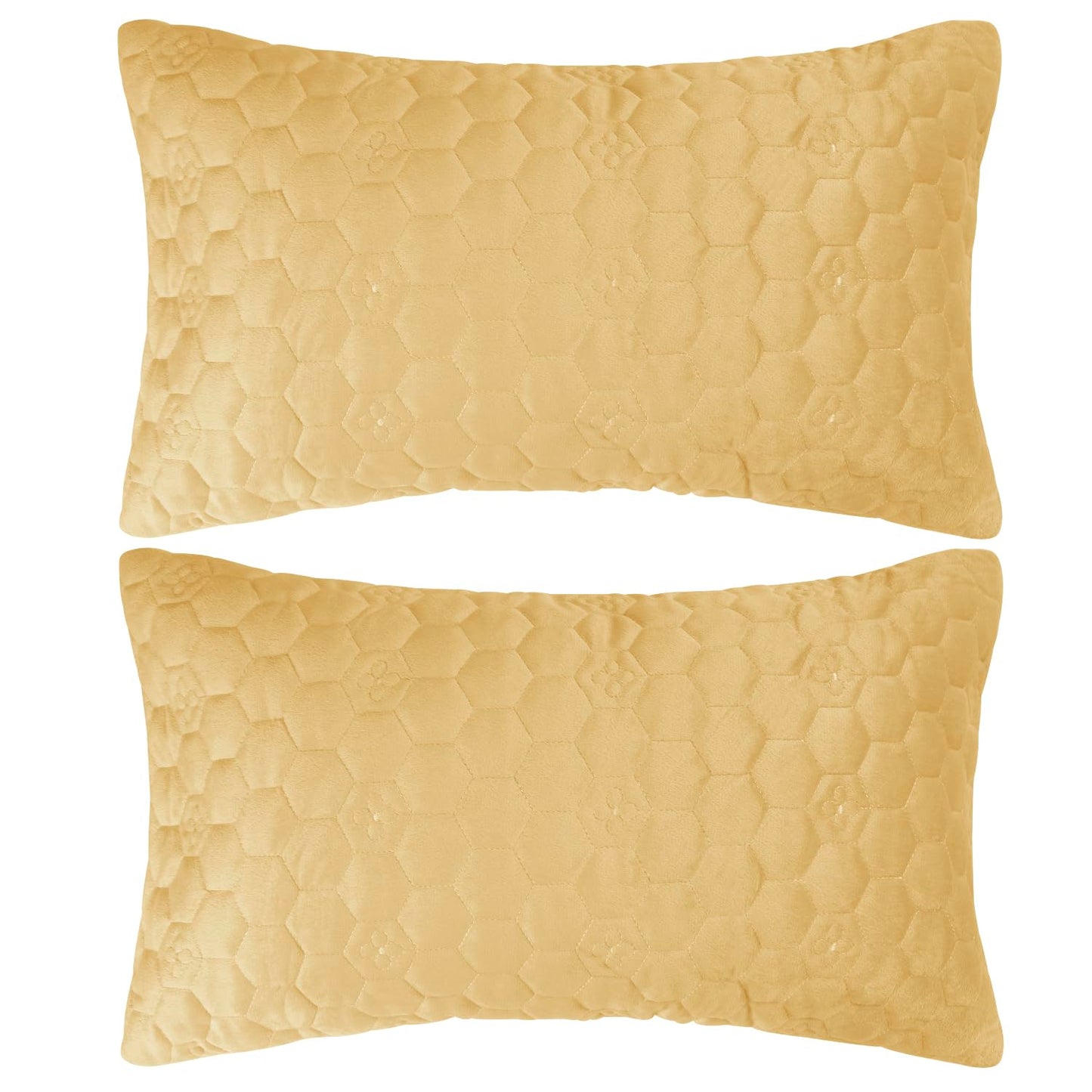 Buy Cute Mustard colour Zippered Hexagonal Texture Velvet Cushion Covers