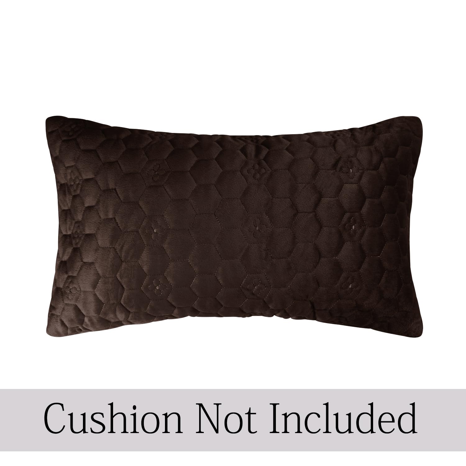 Buy Coffee Brown Colour Premium Zippered Hexagonal Texture Velvet Cushion Covers | Rectangular Pillows