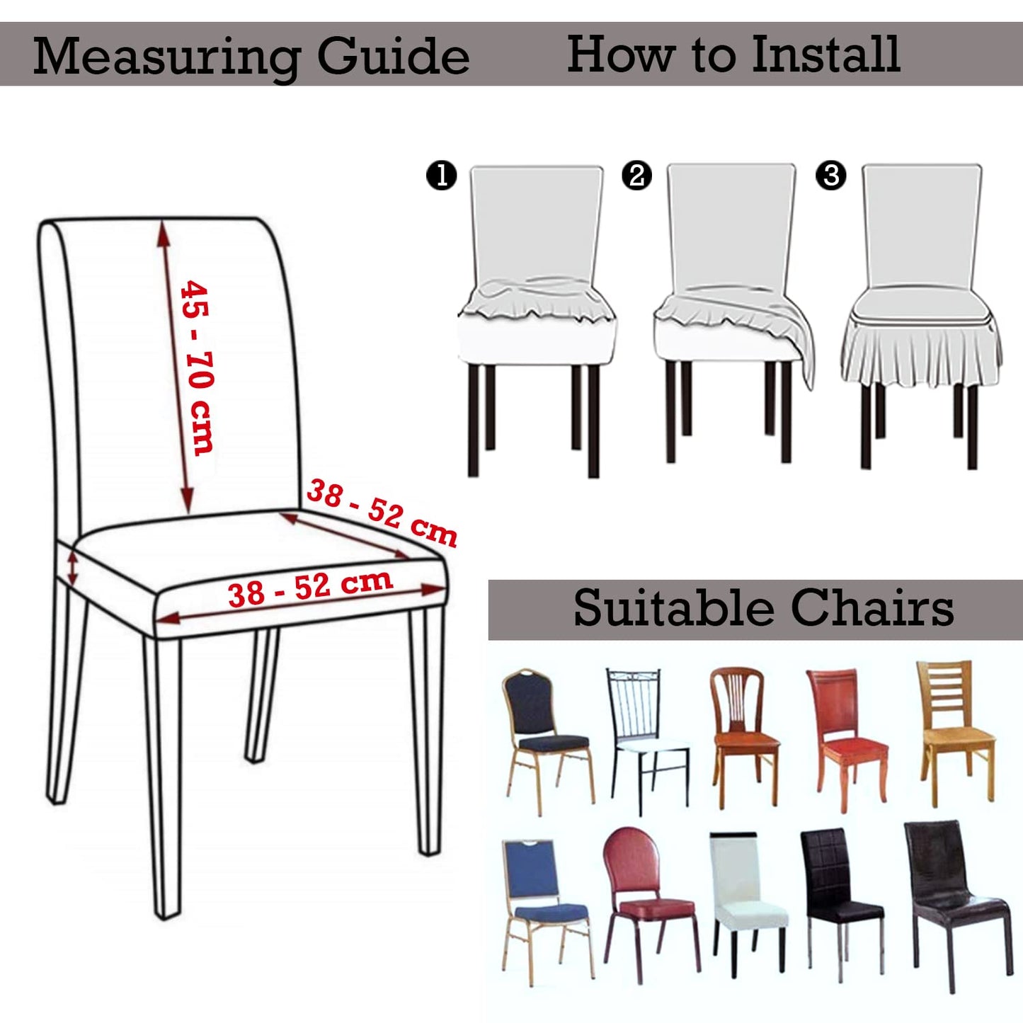 Elastic Stretchable 280 GSM Bubble Dining Chair Cover with Frill, Dark Chocolate