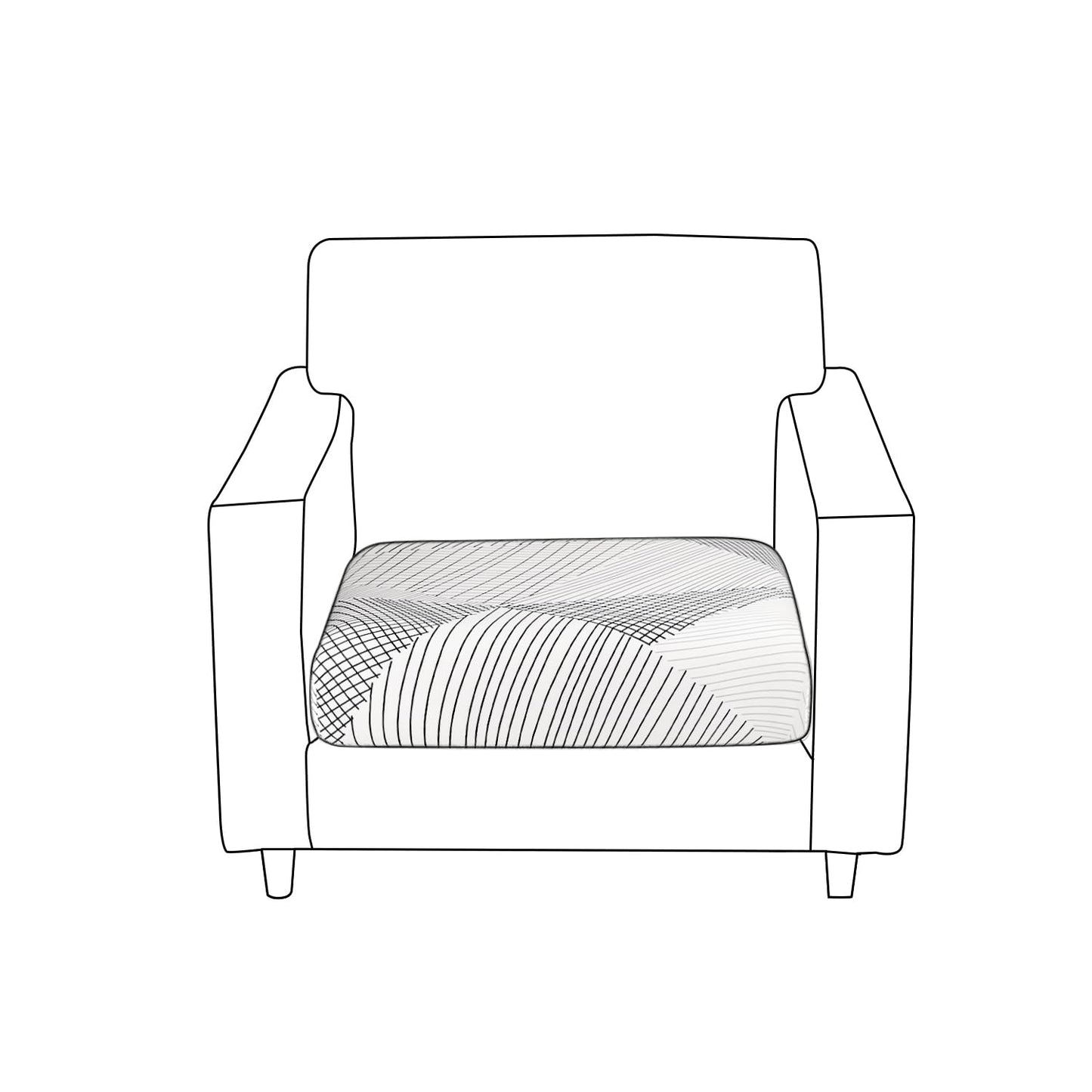 140 GSM Stretchable Printed Elastic Sofa Cushion Seat Cover for 1 /2 /3 Seaters / Pieces for Sofa, Snow White Black Geometry