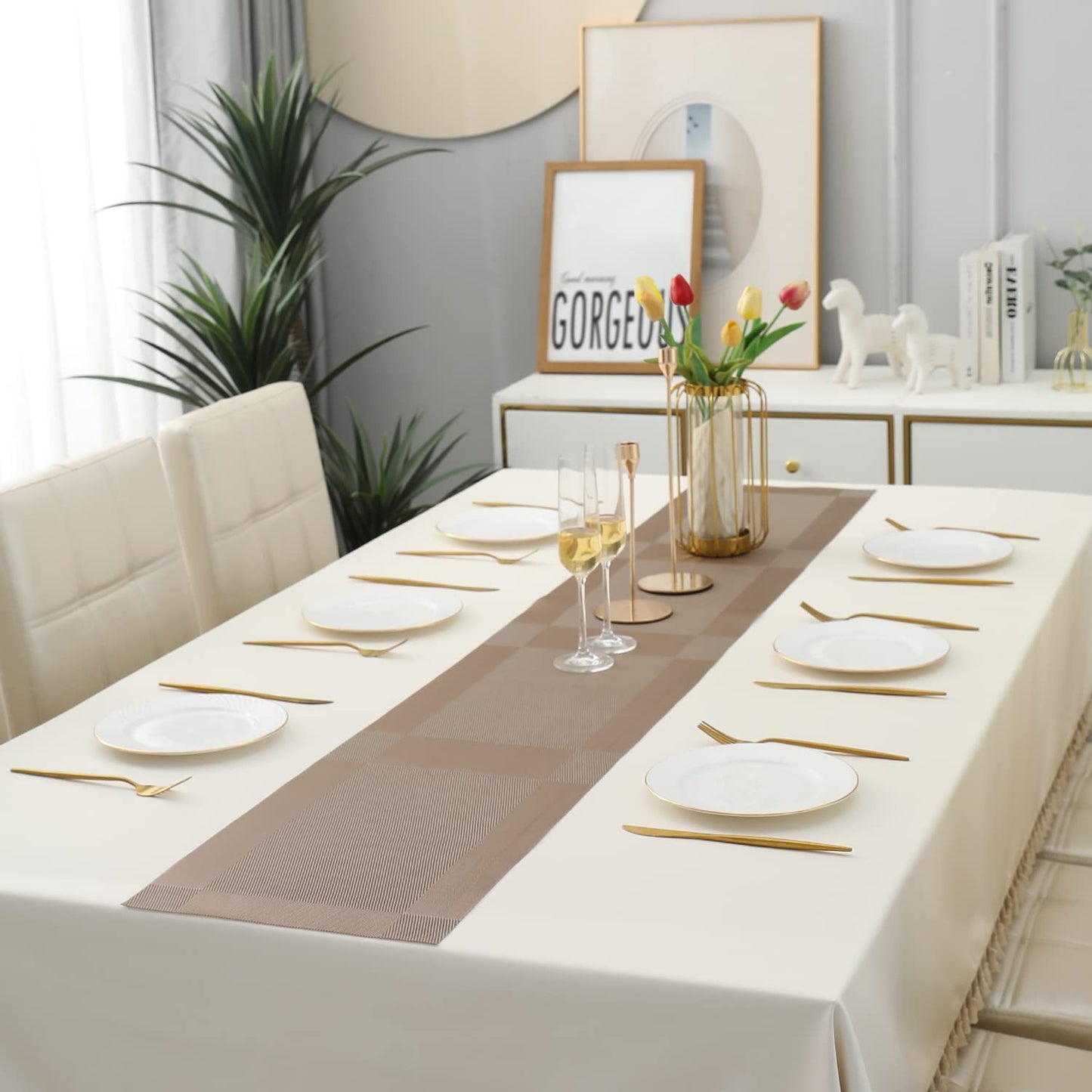 PVC Table Runner for Dinner and Coffee Table, Copper