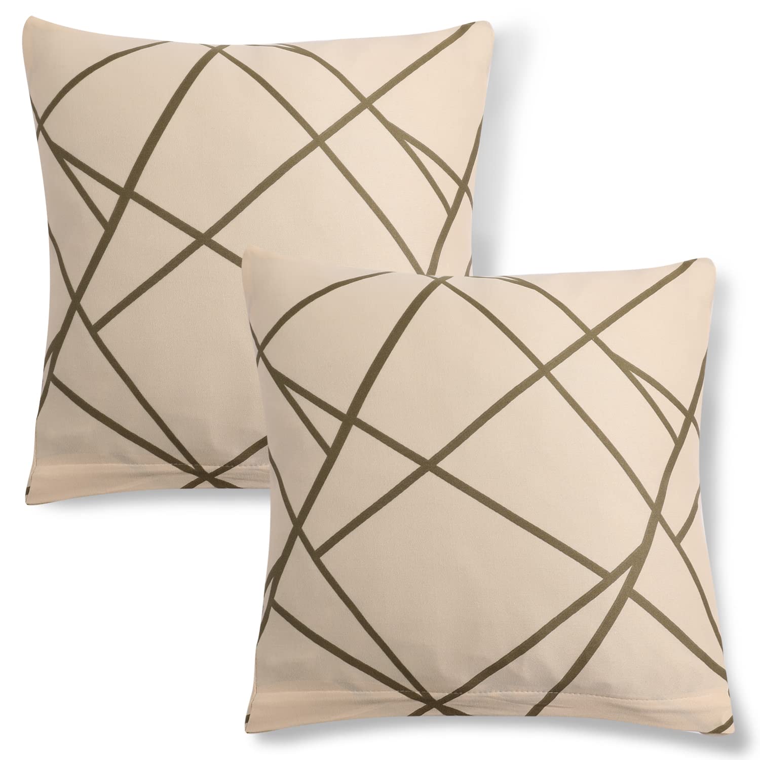 Cute Beige Abstract Line print square pillow covers online