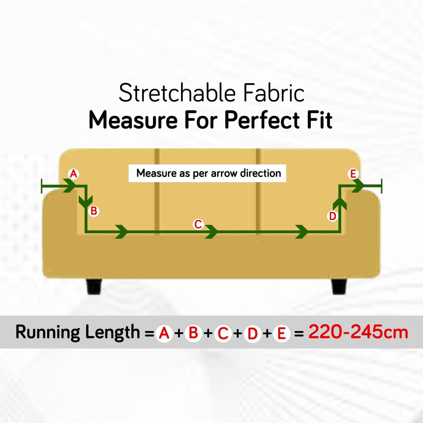 Elastic stretchable sofa cover measurement guide for 1,2,3,4 seater sofa