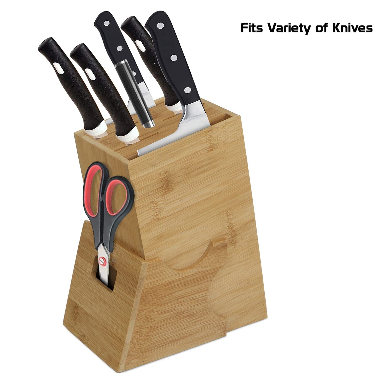 Wooden Knife Holder for Kitchen, Knives Holder Stand with 5 Slots.