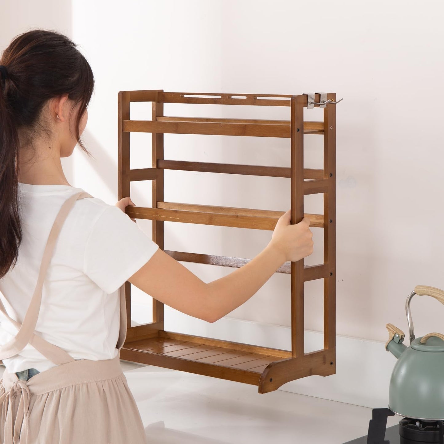 3 Tier Bamboo Rack Organizer for Kitchen Platform Counter Top Rack Storage Shelf Stand