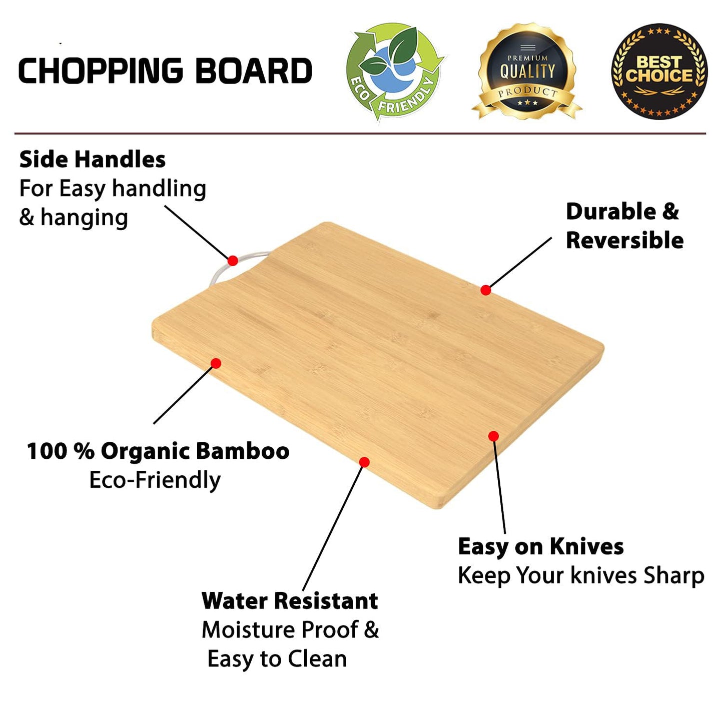 Bamboo Wood Jumbo Chopping Cutting Board for Kitchen - Beige
