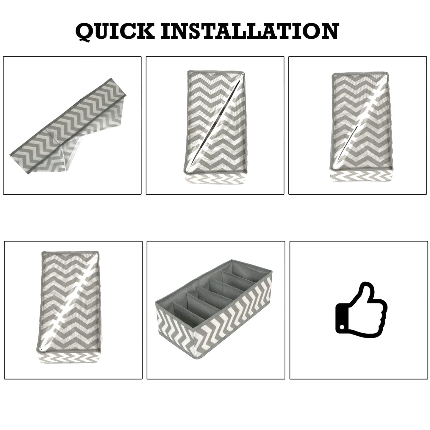 Fabric Undergarment Organizer Storage Box For Drawers Bra Panty Socks Tie Lingerie Organizer For Wardrobe, 6 Grid*2, Grey, Drawer Organizers