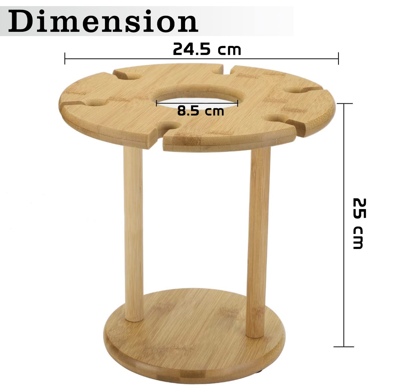 Bamboo Wine Glass Rack Counter Table Top Wooden Wine Bottle Storage Holder for Kitchen, Bar, Cabinets Holds 6 Glass