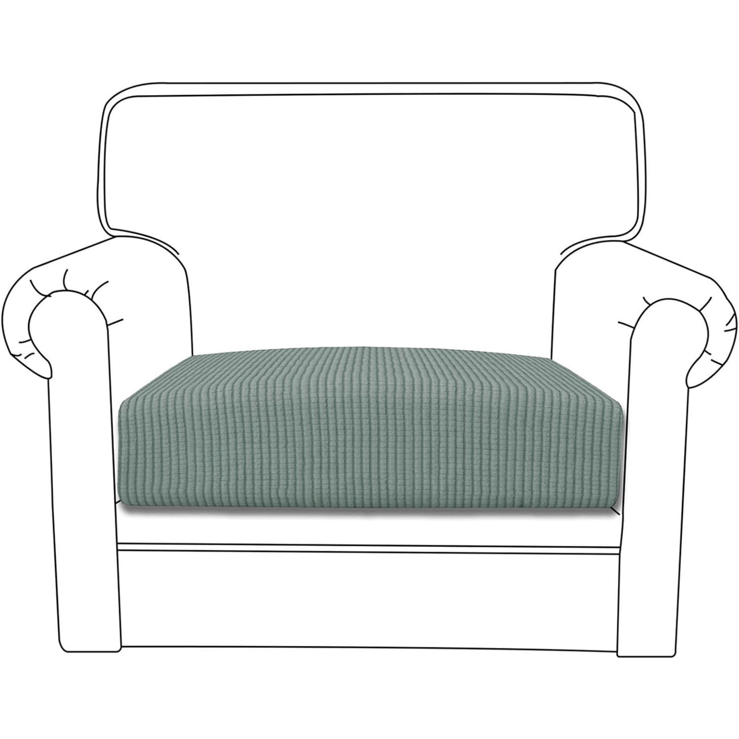 Stretchable Thick Jacquard Textured Seat Cushion Cover for 1/2/3 Seaters / Pieces for Sofa, Green