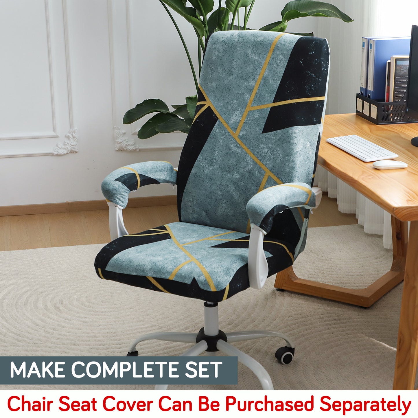 140gsm Printed Armrest Covers for Office Chair (Zipper Style), 1 Pair, Multicolor Abstract Geometry