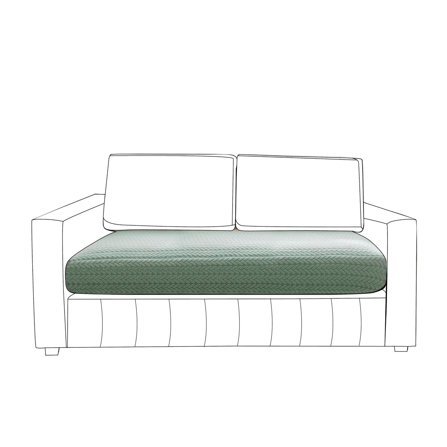 Stretchable Thick Jacquard Textured Seat Couch Cushion Cover for 1/2/3 Seaters, Green