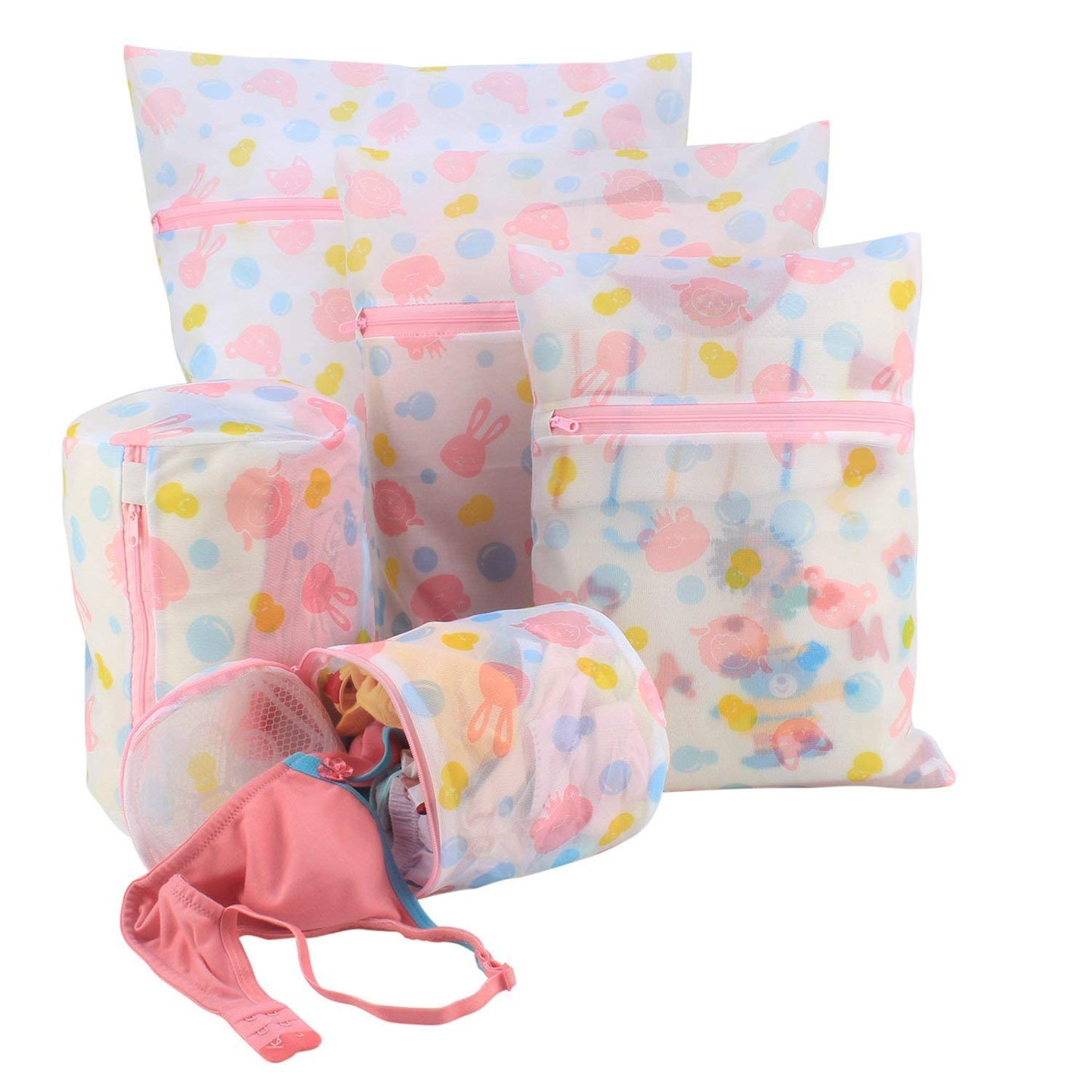 Mesh Laundry Clothes Washing Bag,Pack Of 5, Multicolor