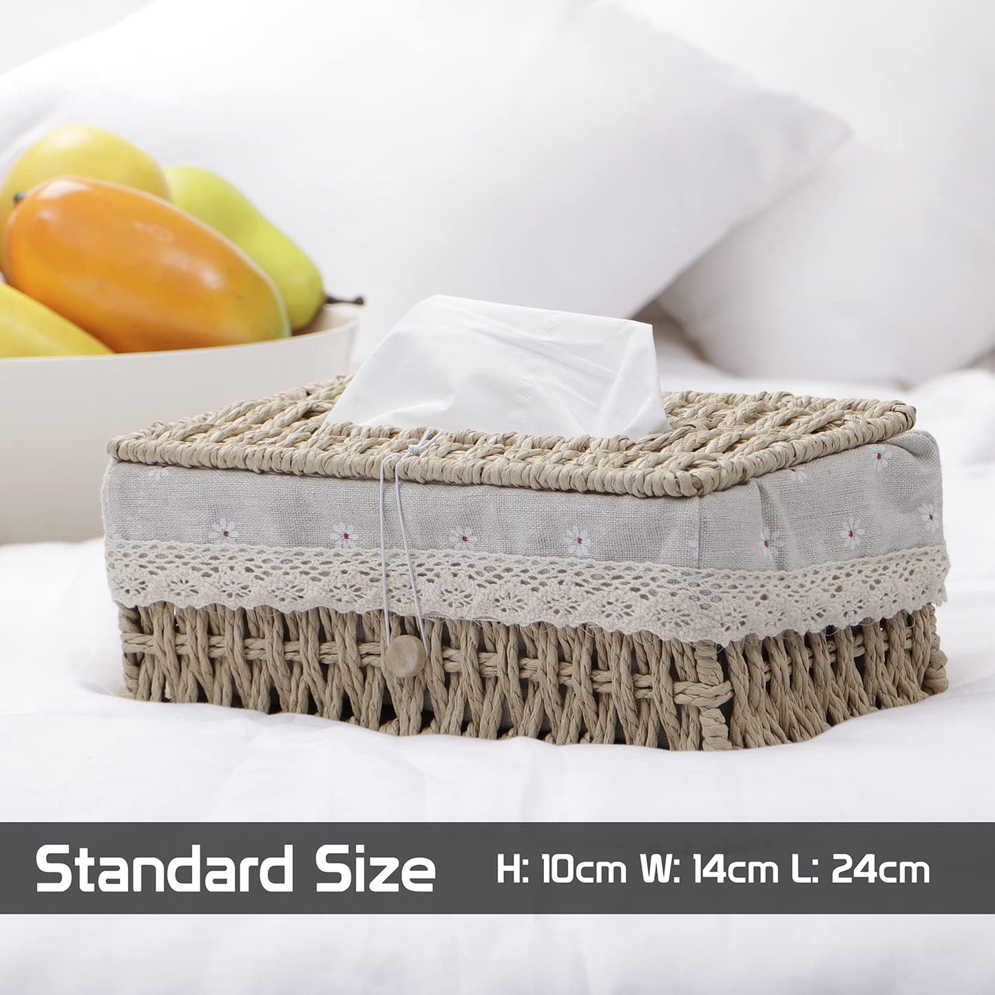 Buy beige handwoven eco-friendly tissue paper holder | HOKIPO