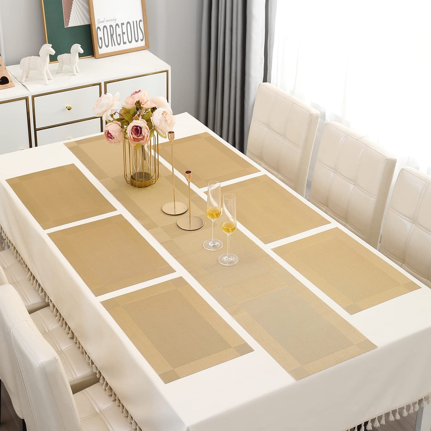 PVC Dining Table Mats, Gold