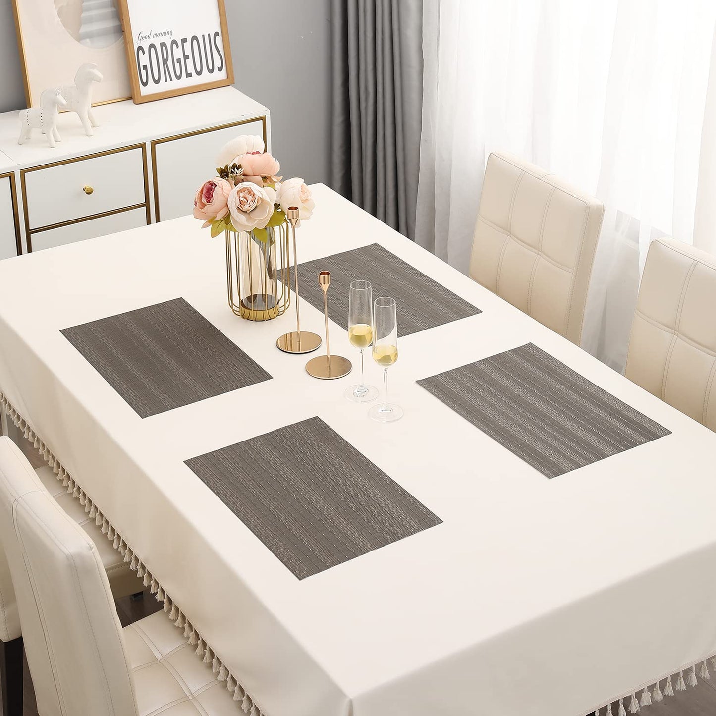 PVC Dining Table Mats, Shadow Grey