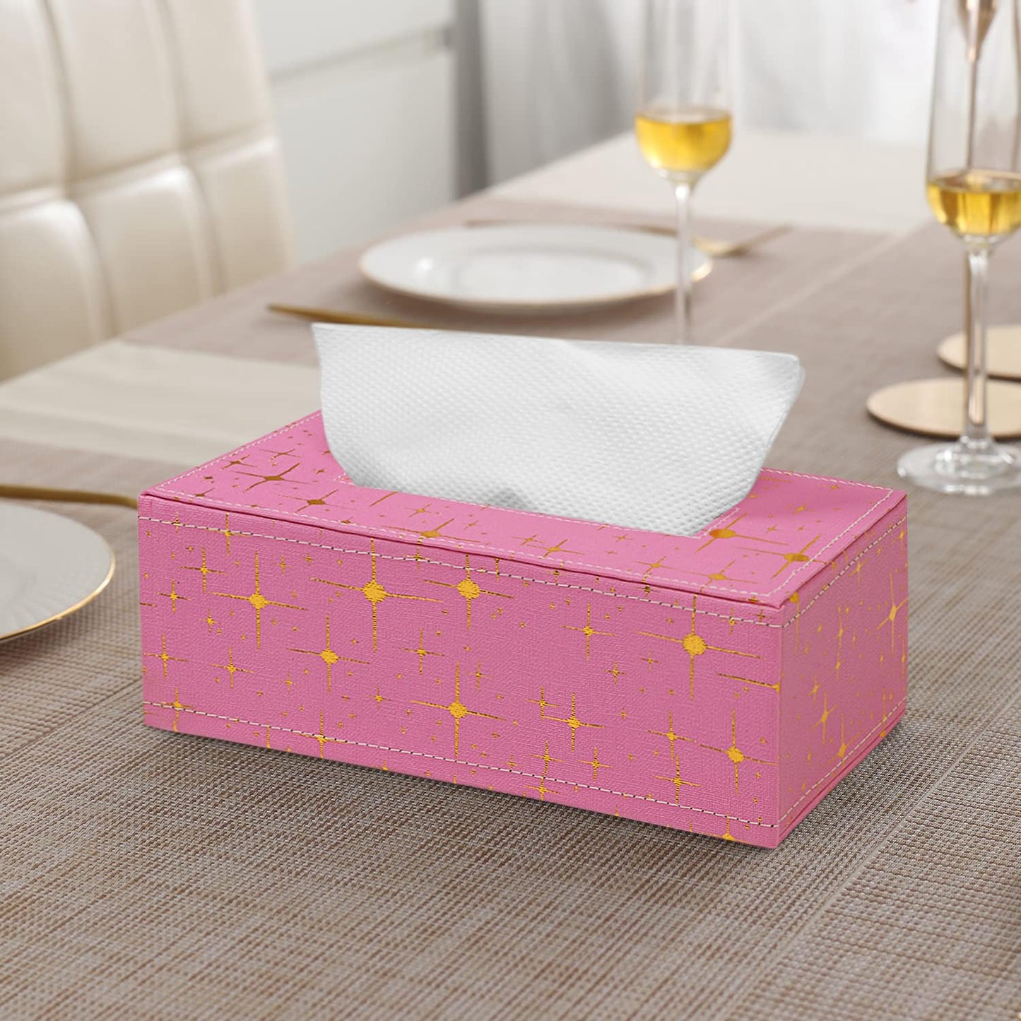 Buy dark pink faux leather large tissue holder | HOKIPO