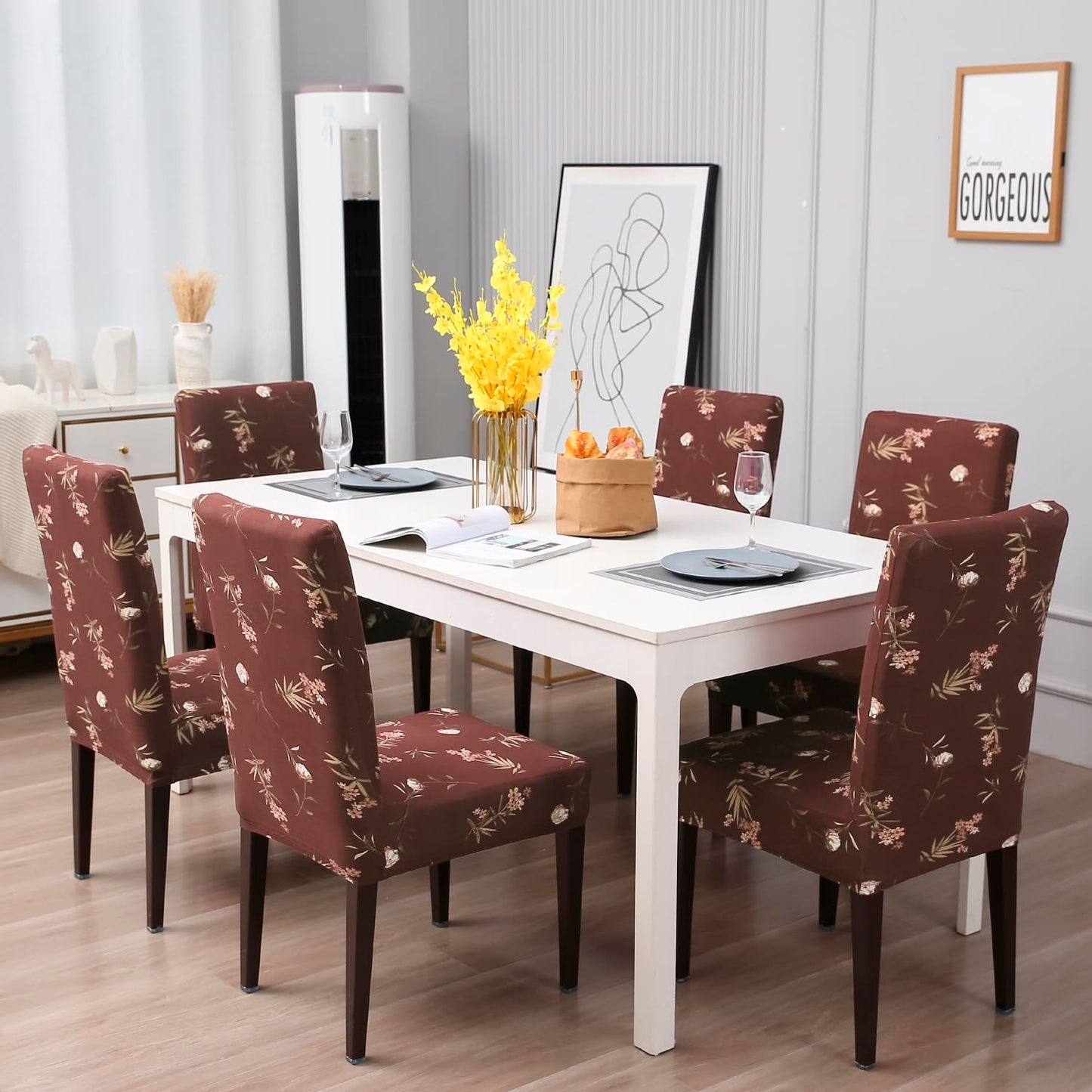 Brown Colour dining chair covers Set | Hokipo