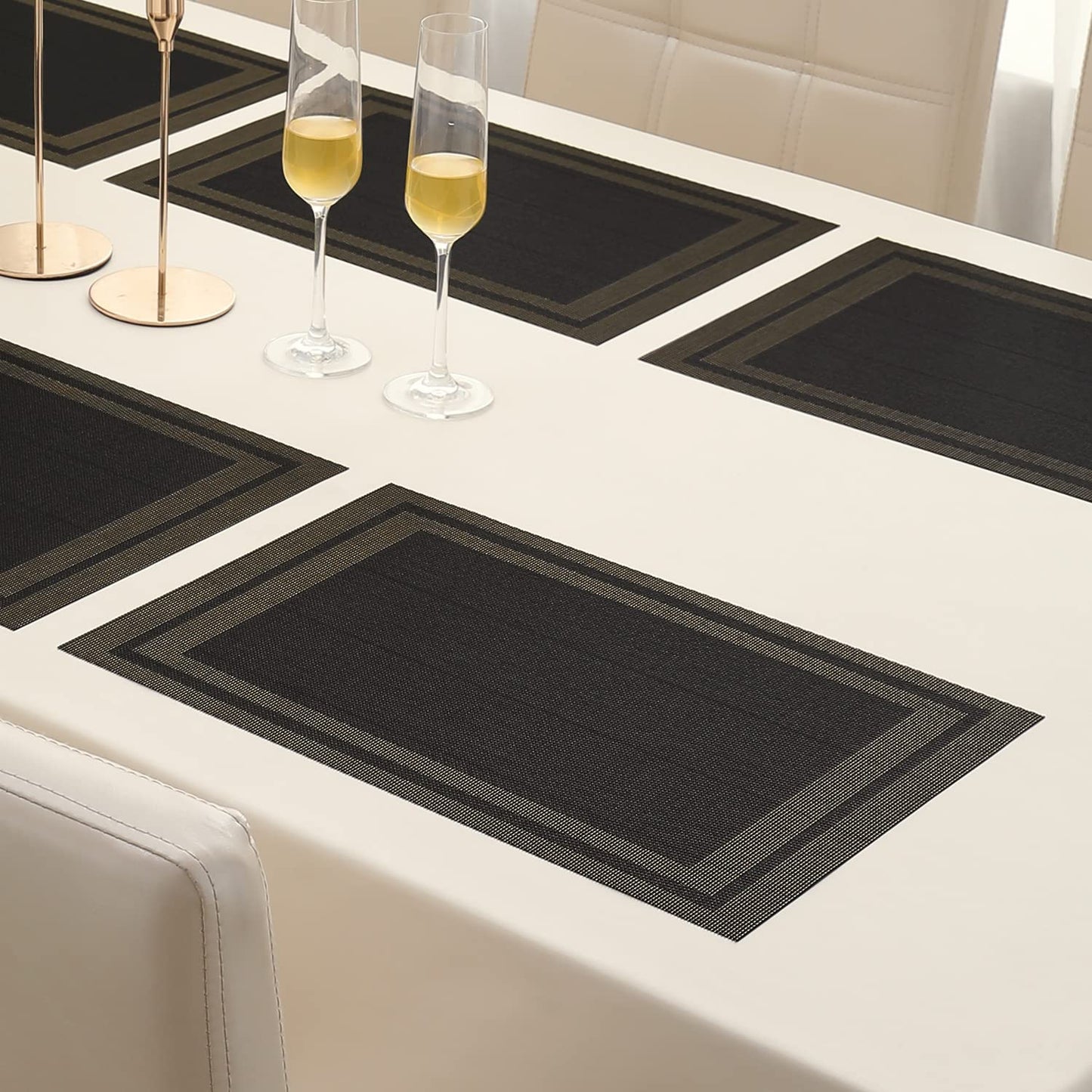 PVC Dining Table Mats, Charcoal Black
