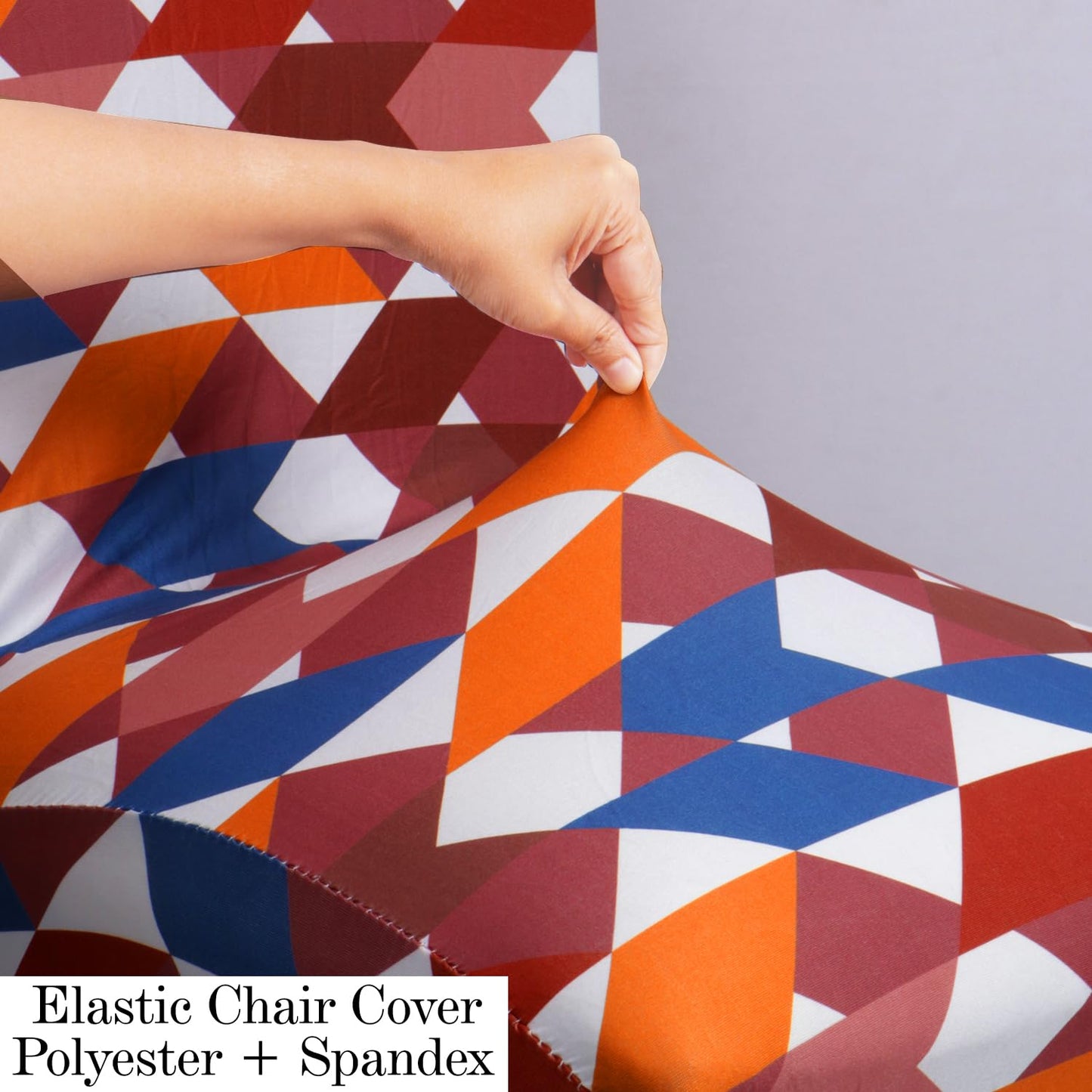 HOKIPO Polyester Dining Chair Covers Set of 4/6 with Matching Tablecloth, Parallelogram Ochre Brown