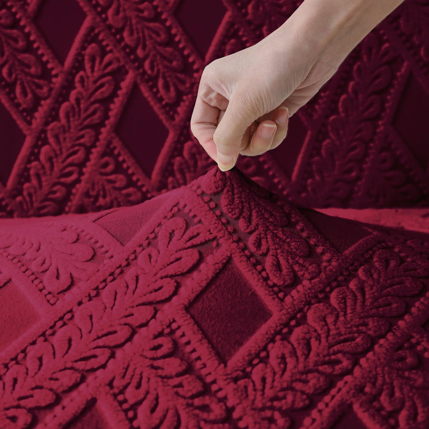 Chair Cover Set of 1/2/4/6, 190 GSM Jacquard, Maroon