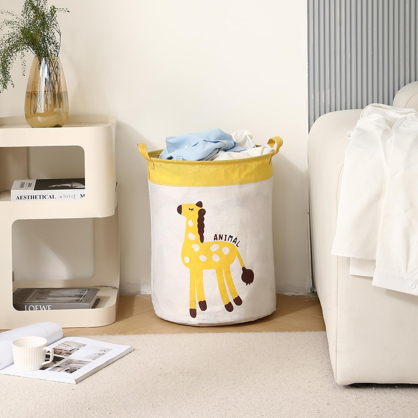 Kids Laundry Bag for Clothes, Toy Storage Basket, Giraffe