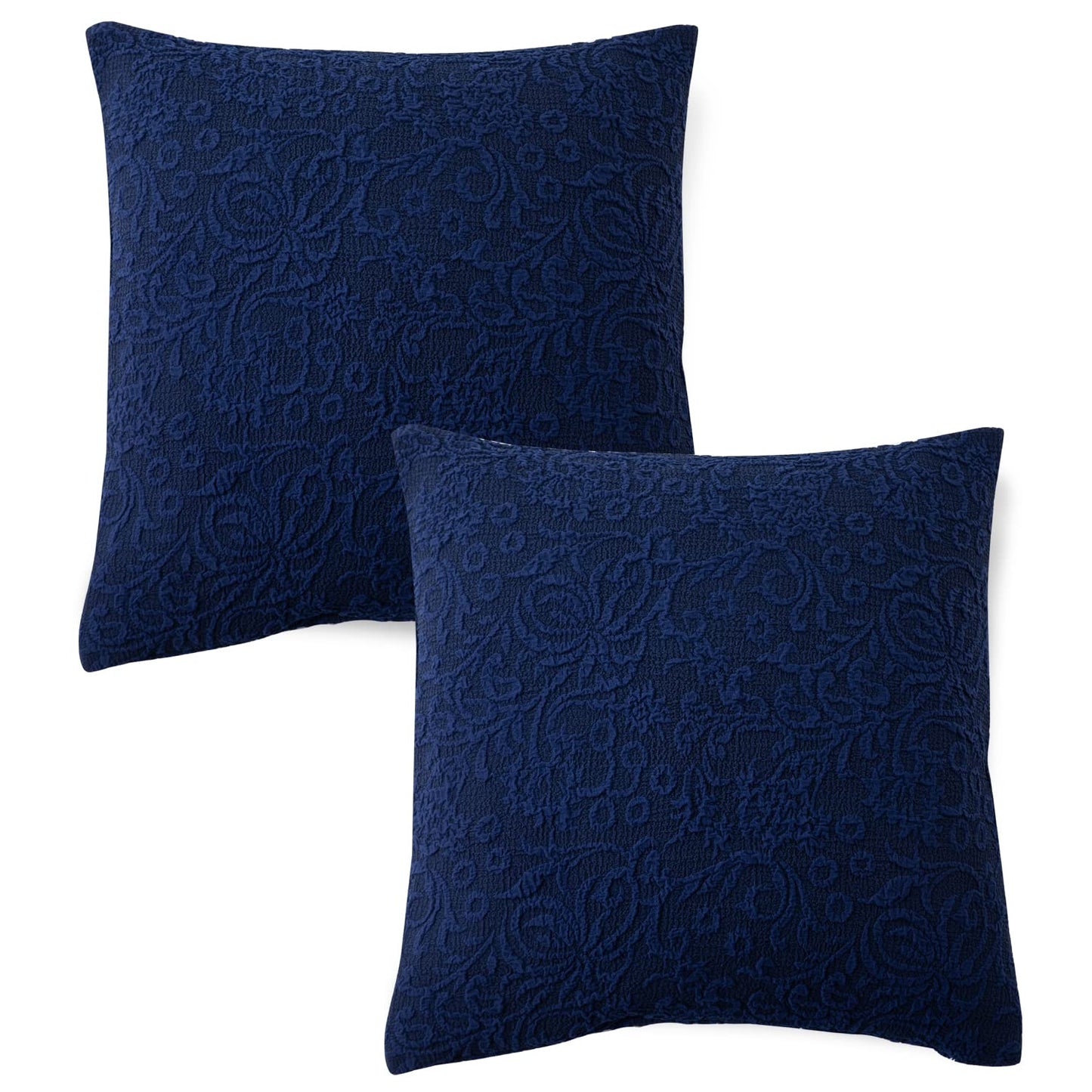 Buy Premium Navy Blue Colour Woven Jacquard Zippered Square Pillow Cover Online