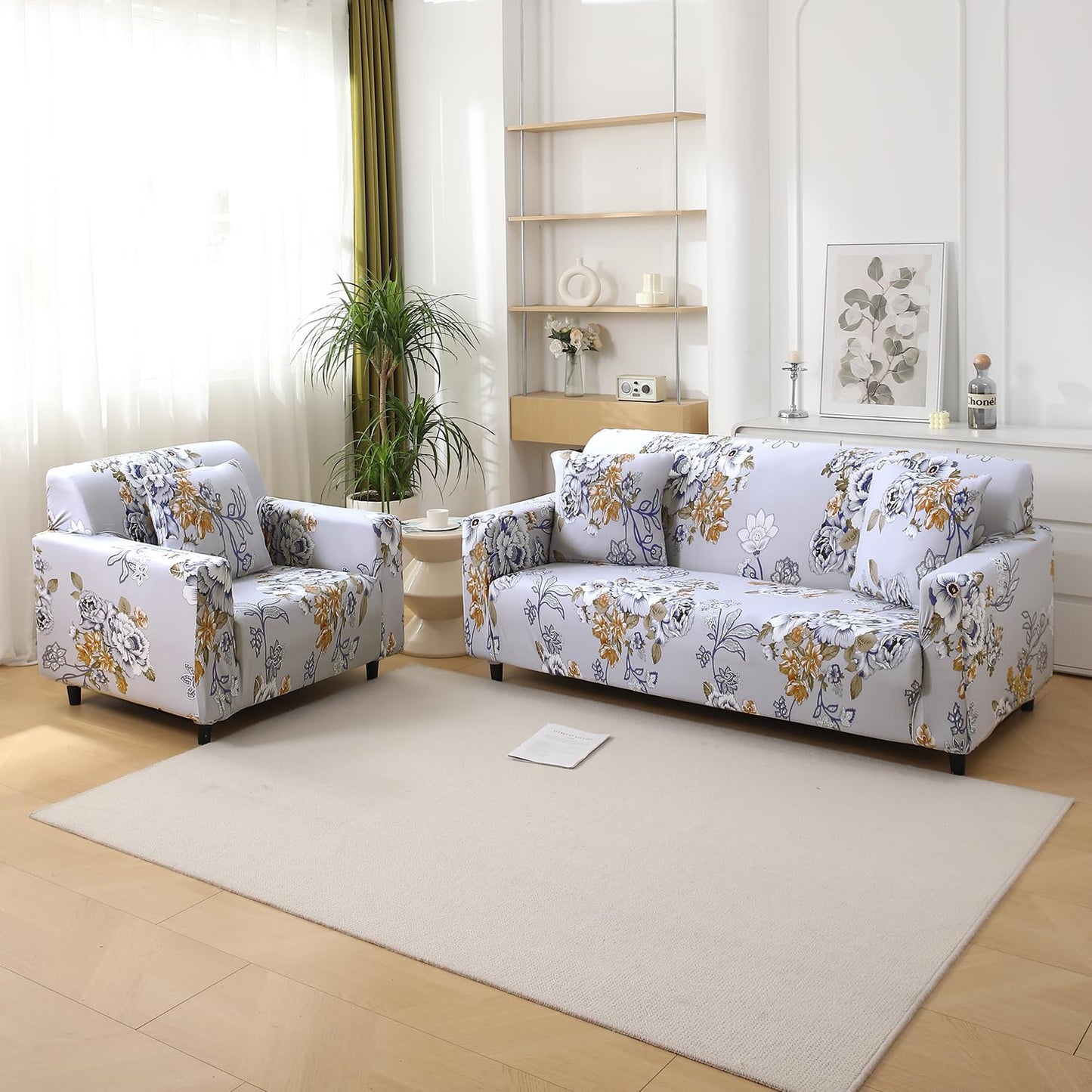 Gentle Grey Dahlia Floral Printed zippered square sofa pillow covers