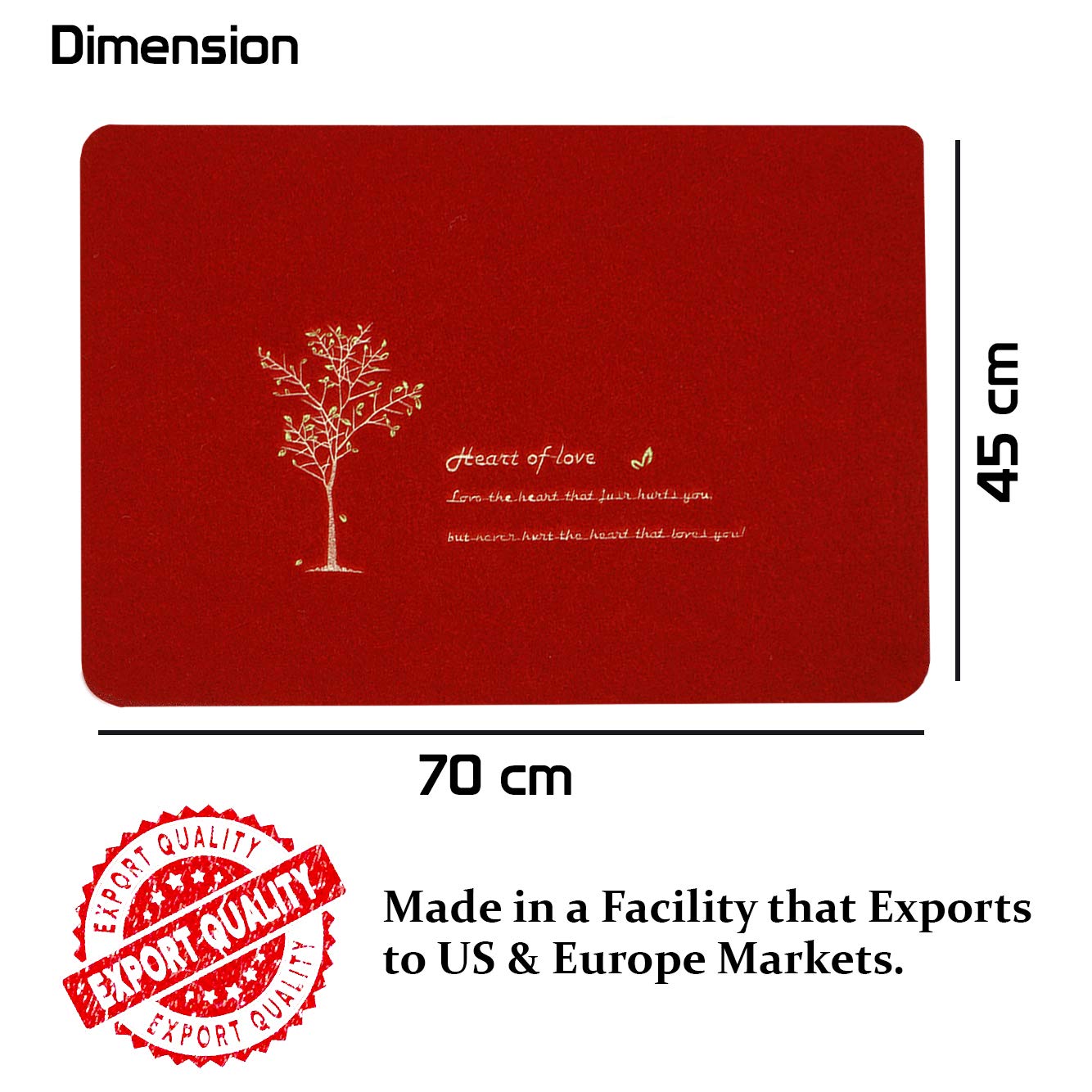 Rubber Back Dirt Trapper Inside Outside Main Door Mats For Entrance Big Size, 45 X 70 Cm, Red