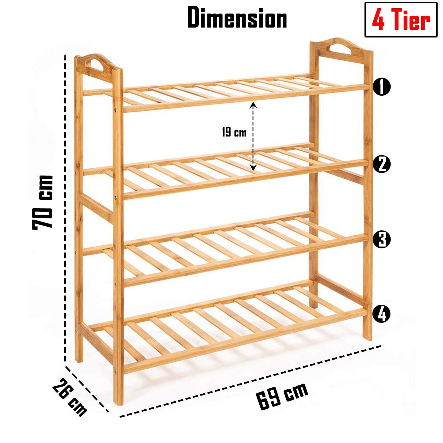 Bamboo 3/4/5 Tier Shoe Racks Slipper Stand Chappal Storage Organizer Utility Racks