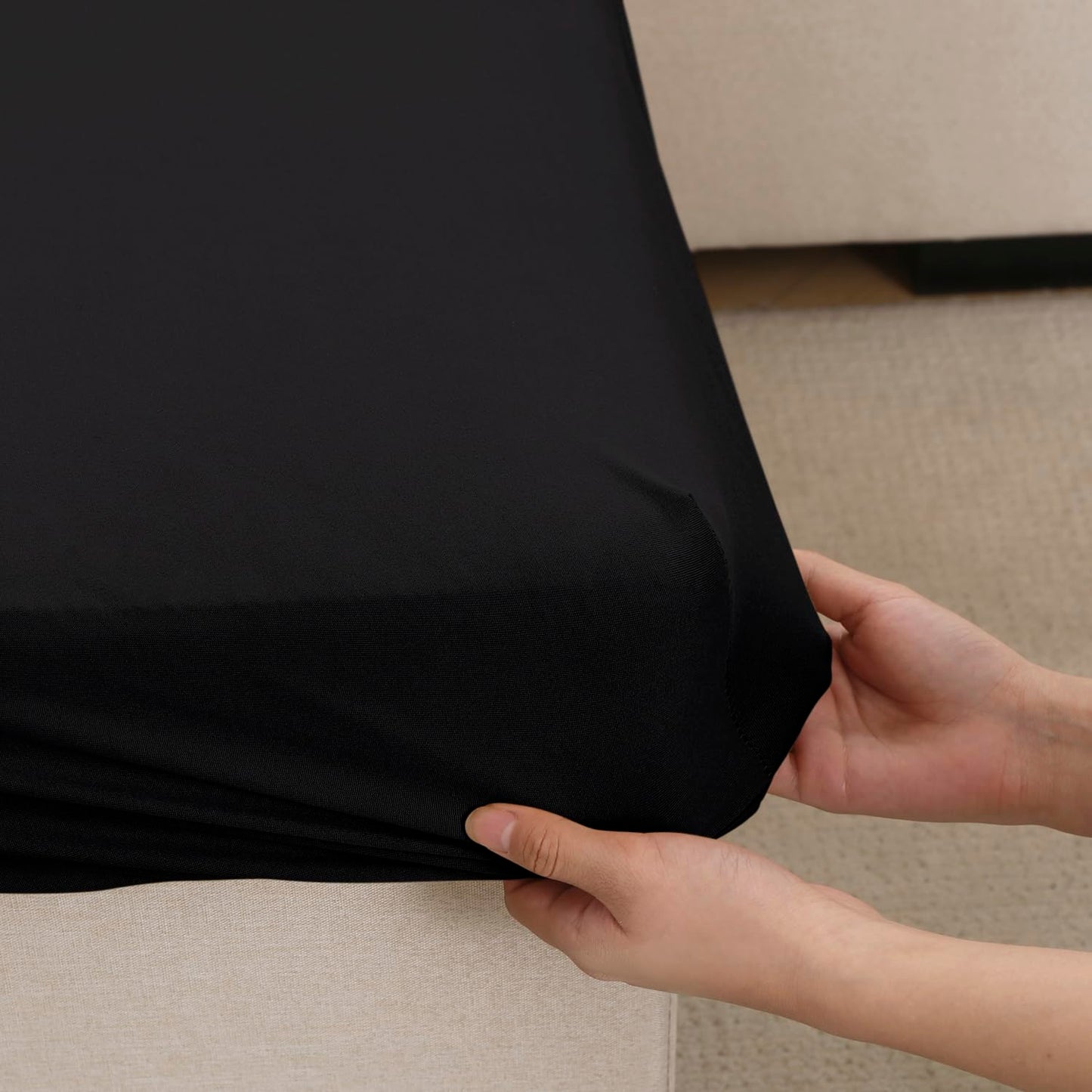 100% Waterproof Stretchable Seat Couch Cushion Cover for 1/2/3 Seater, Black