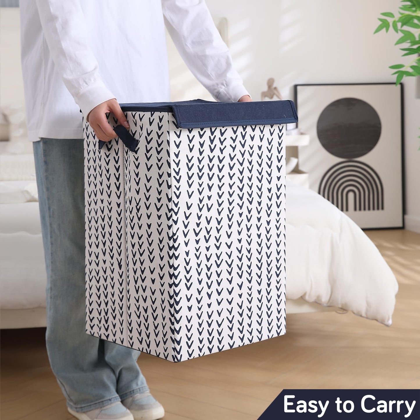 Foldable Laundry Basket for Clothes with Lid, Arrow