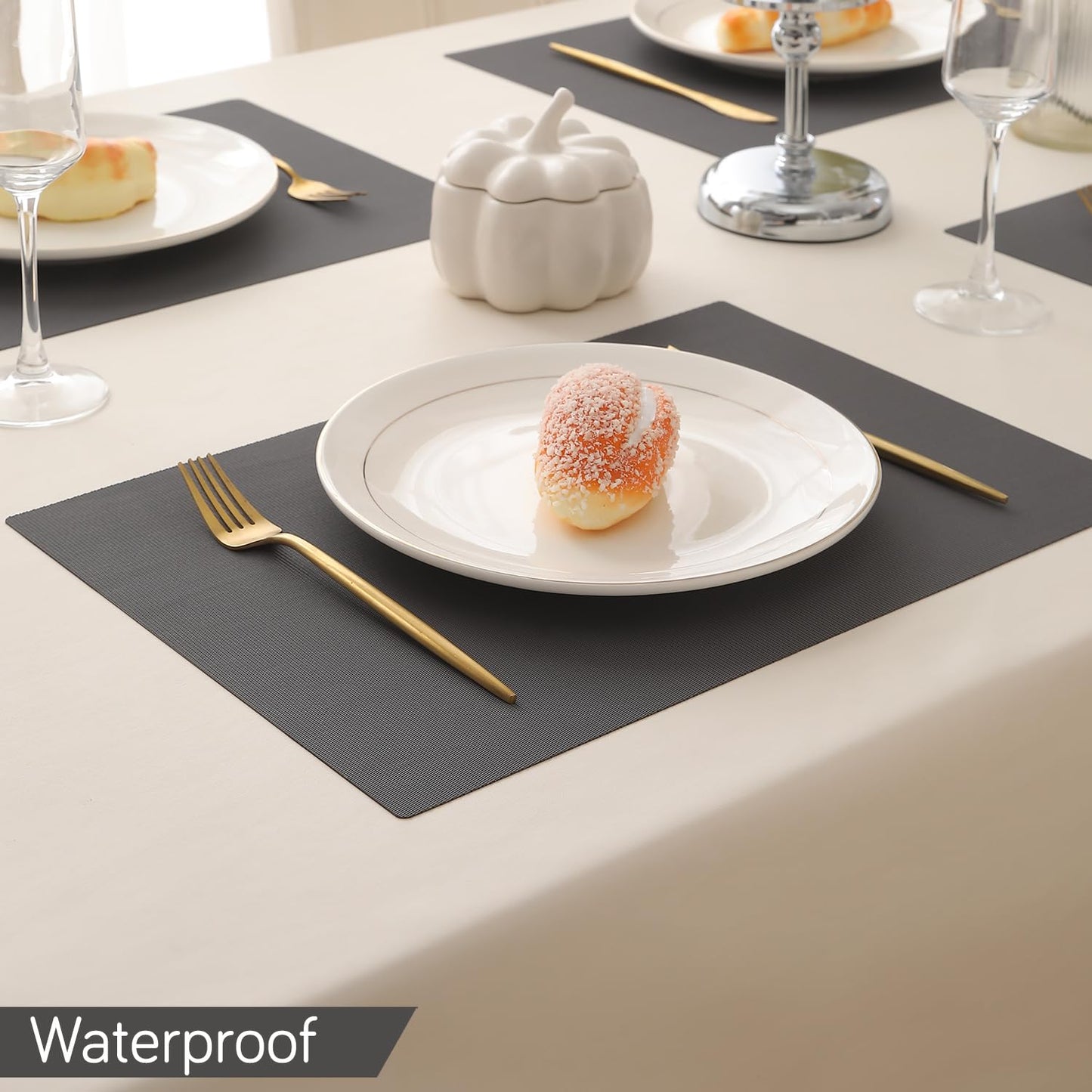 PP Waterproof Dining Table Mat, Anchor Grey