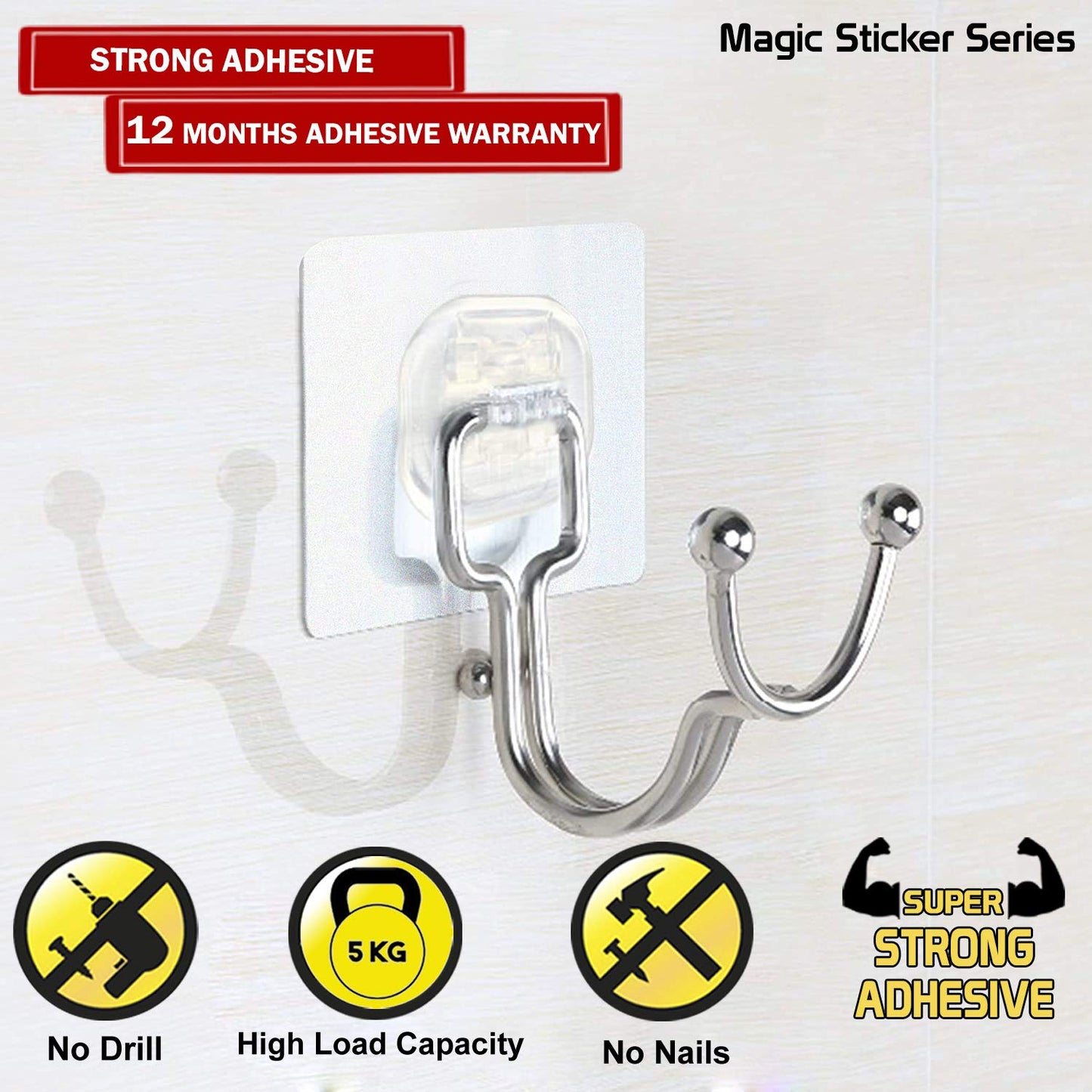 Magic Sticker Series Strong Adhesive Hooks, 4 Pieces