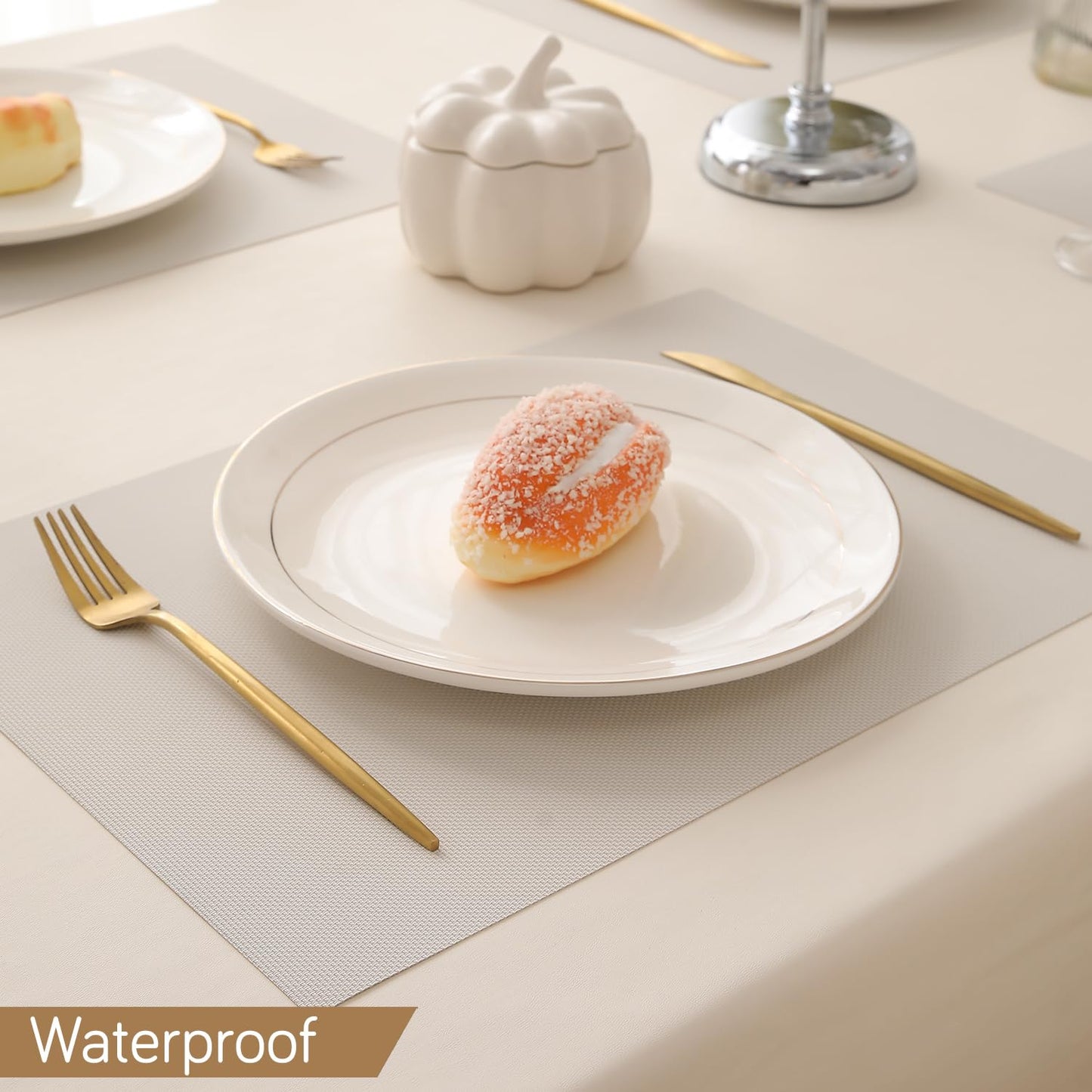 PP Waterproof Dining Table Mat, Beige