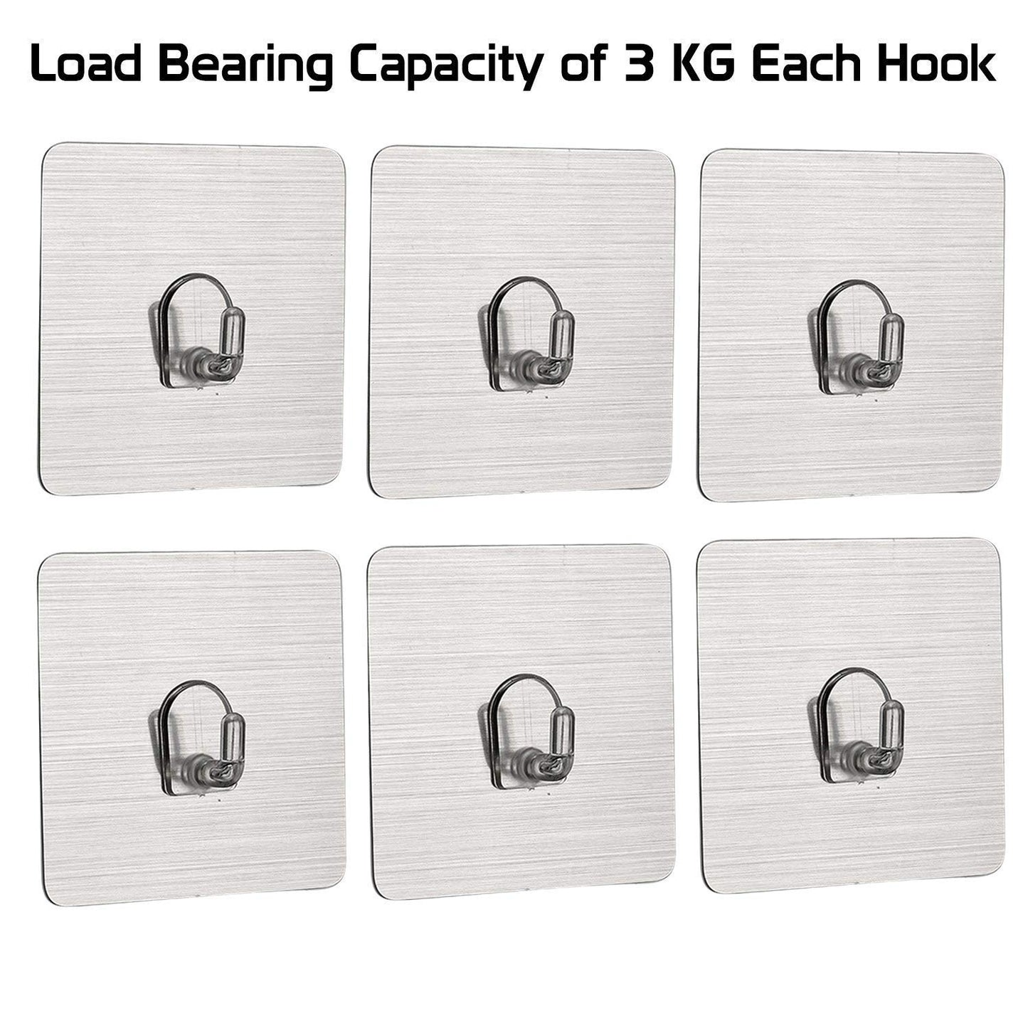 Magic Sticker Series Self Adhesive Hooks, Pack of 6/12 (Load Bearing Capacity of 3 KG Each Hook)