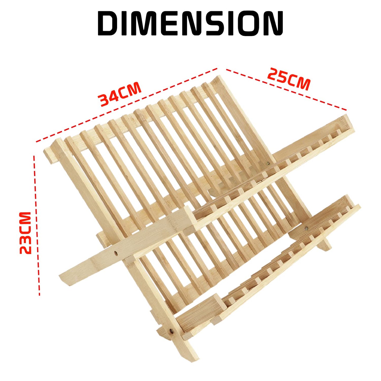 Wooden Folding 2-Tier Bamboo Plate Stands, Folded – 13x12.5x1.5", Extended – 13x9x9.5"