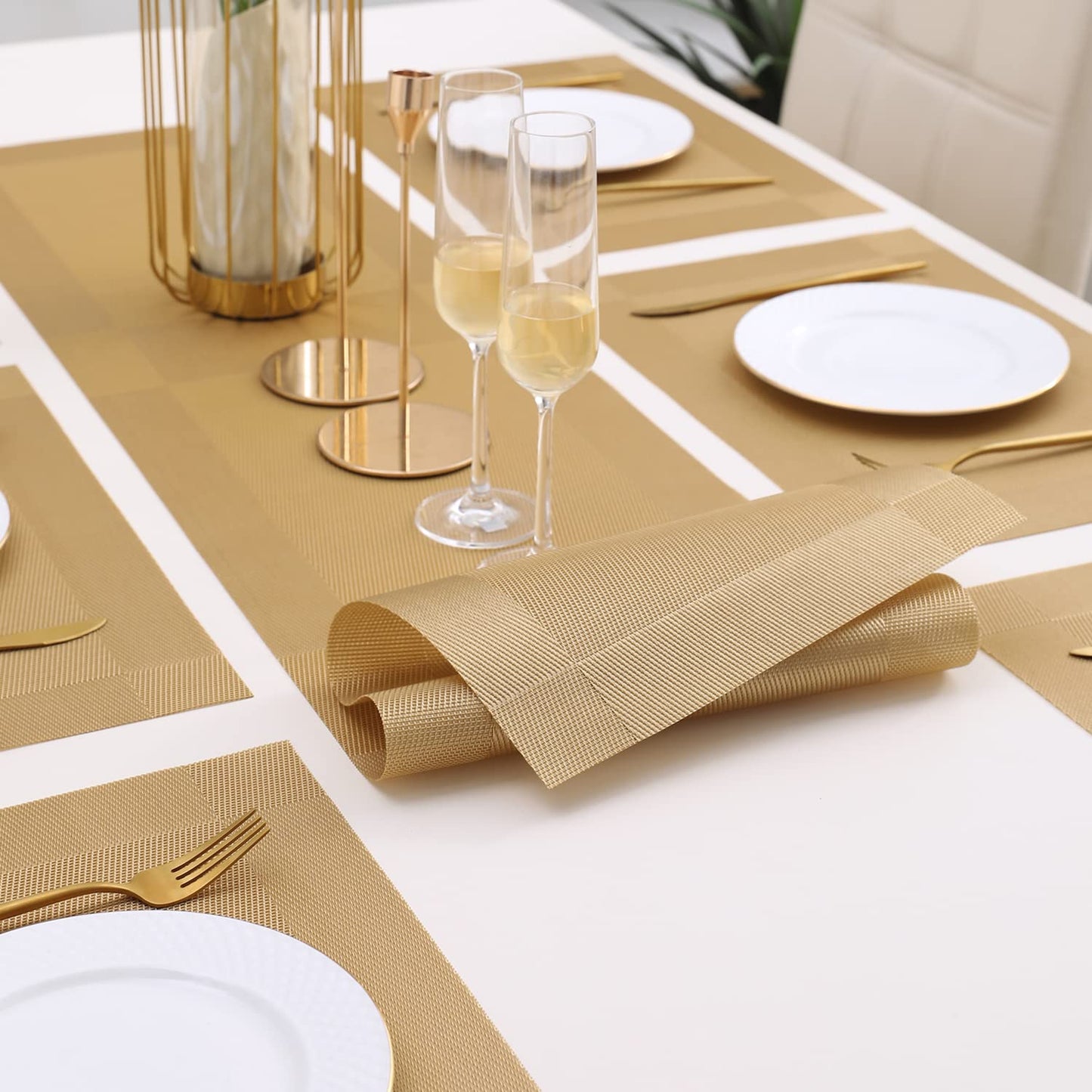 PVC Dining Table Mats, Gold