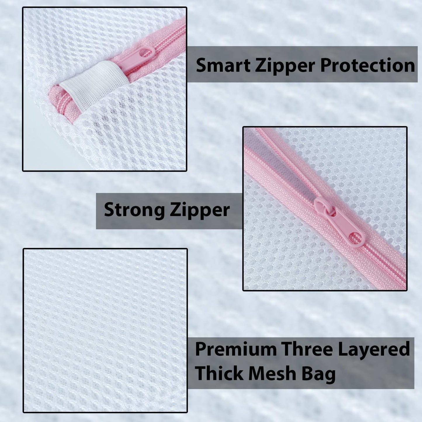 Premium Dual Layered Mesh Bags for Laundry Clothes Washing Bag, Pack of 5 (White)