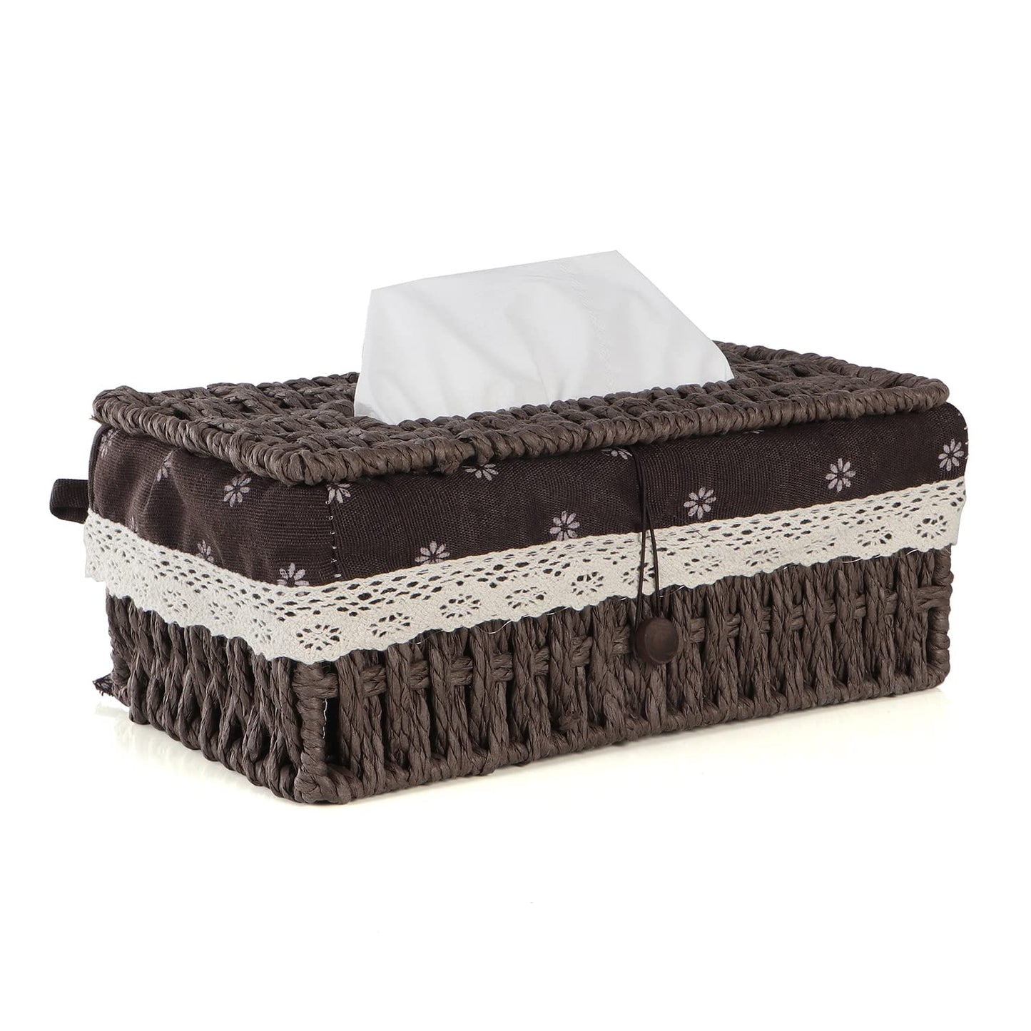 Handwoven Eco-Friendly Paper Weave Tissue Paper Holder, Brown