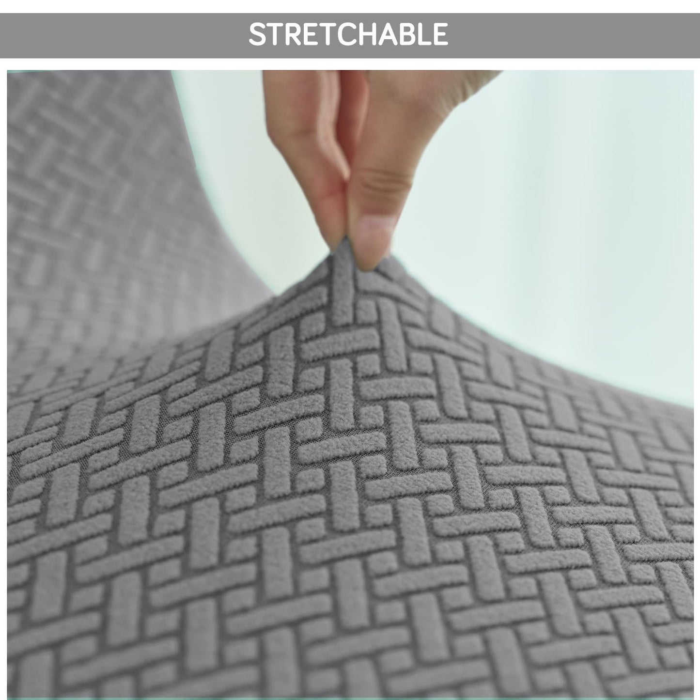 Premium Jacquard Fully Covered Cover for Swivel Dining Chair with Arms, Grey