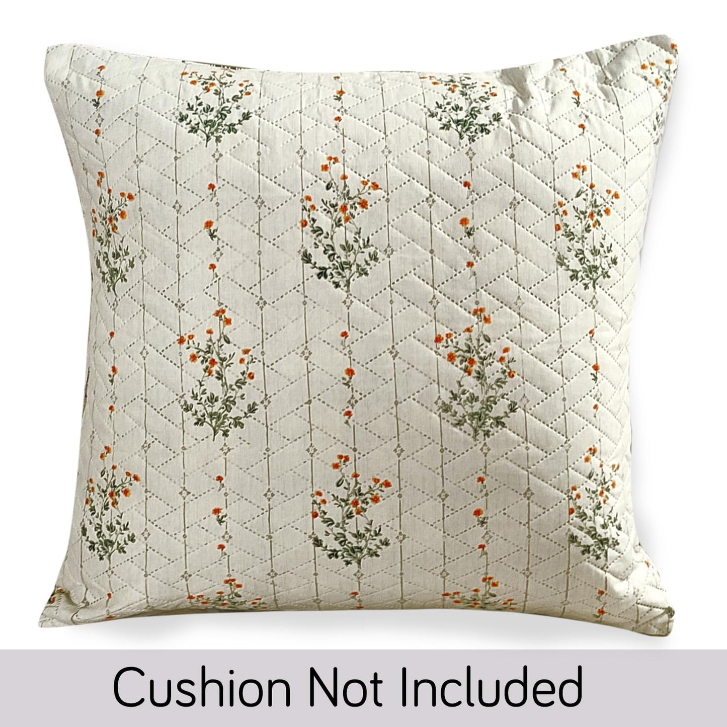 HOKIPO Printed Quilted Sofa Cushion Cover Pack of 2, Light Green Ash Gypsy Flower
