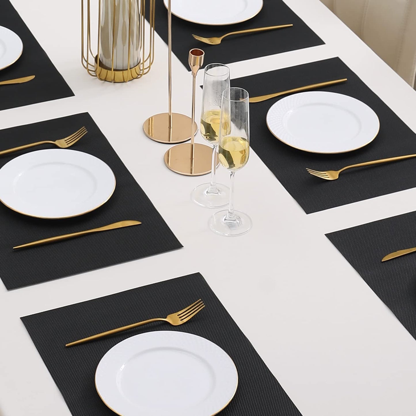 PVC Dining Table Mats, Jet Black