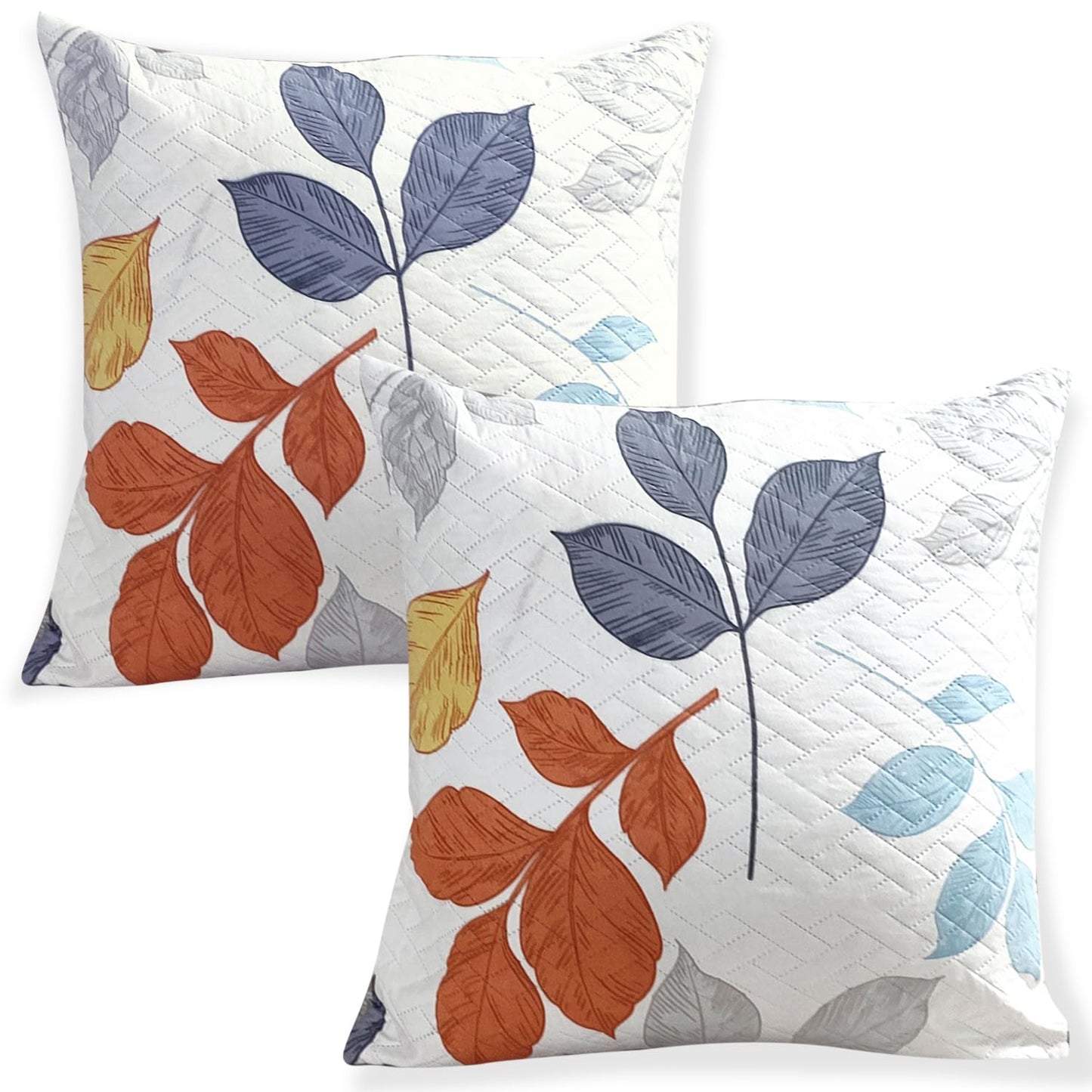Buy Multicolor Leaves Print Quilted Pillow Cover