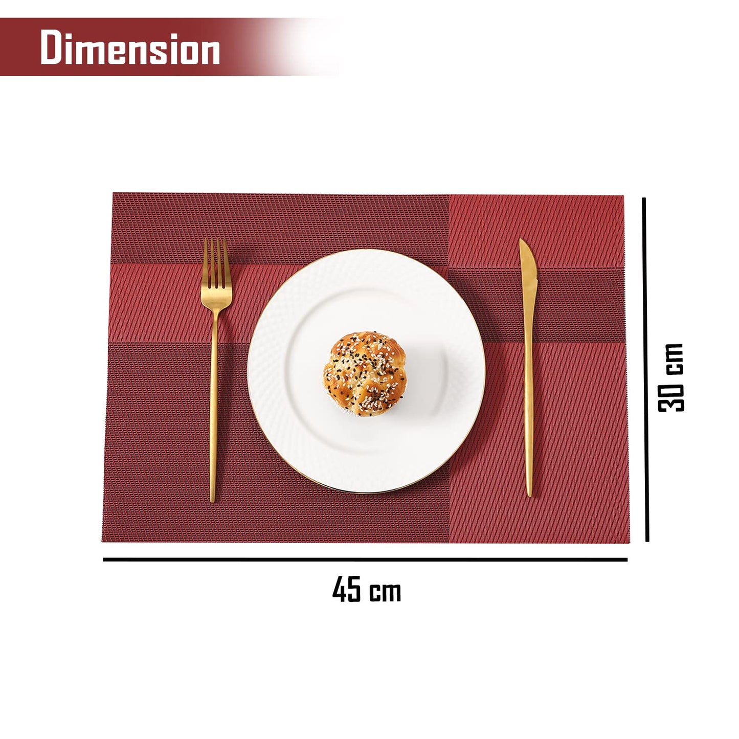 PVC Dining Table Mats, Ruby Red